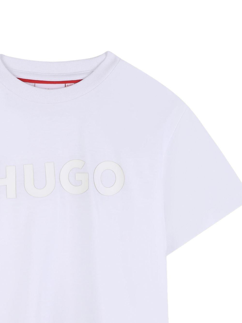 T-shirt per bambino Hugo Kids bianca con dettaglio logo sul davanti G01014 10P Hugo KIDS