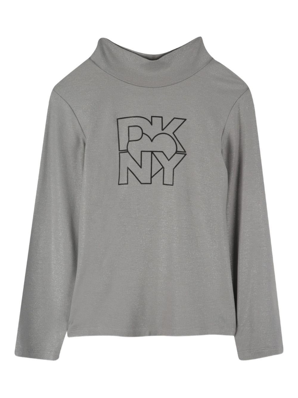 Maglione per bambina DKNY Kids grigio con collo a lupetto D62420 016 DKNY