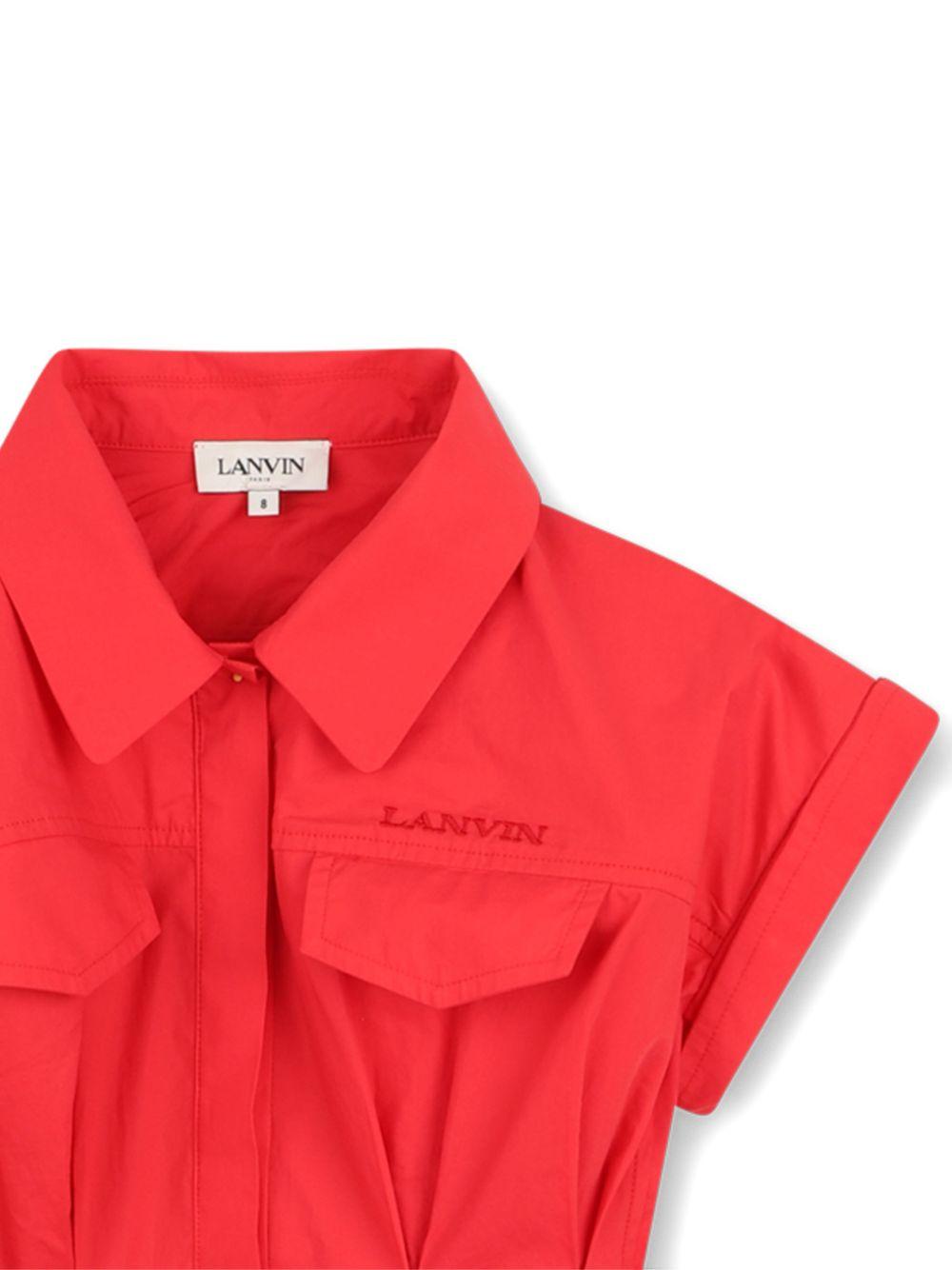 Chemisier per bambina Lanvin Enfant rosso con cintura N30345 998 LANVIN