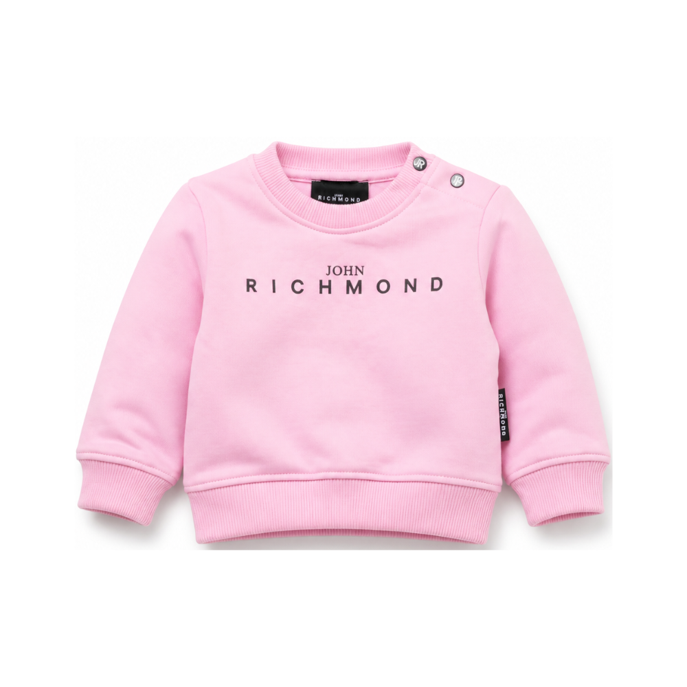Felpa per neonata John Richmond Kids rosa con dettaglio logo sul davanti RIA26023FE PINK BEGONIA JOHN RICHMOND KIDS