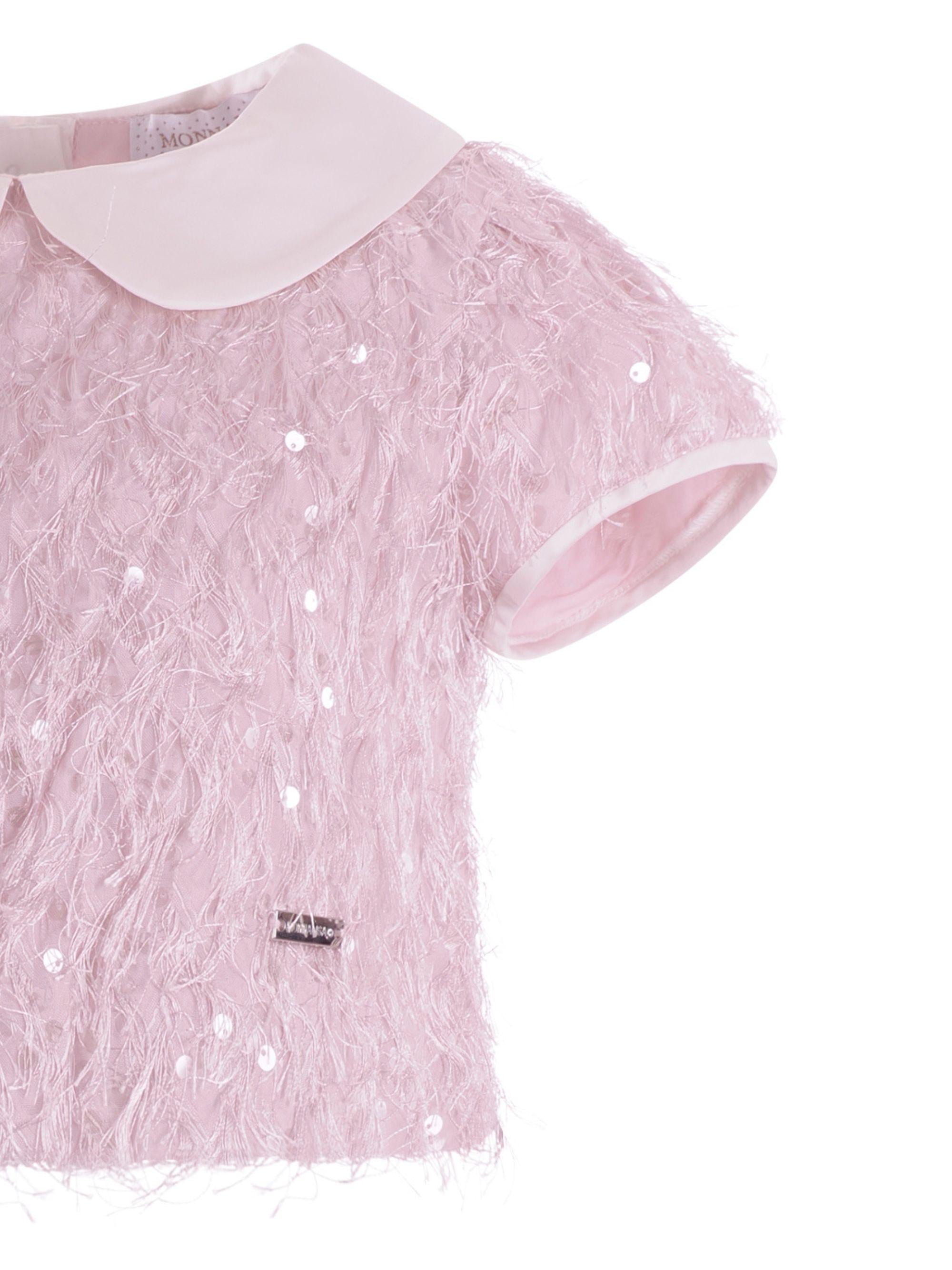T-shirt per bambina Monnalisa rosa con colletto alla Peter Pan 79G300 7024 0091 MONNALISA