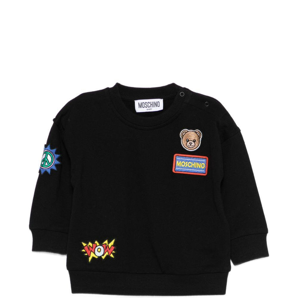 Felpa per neonati Moschino Kids nera con dettagli in rilievo M9F03QLCA19 60100 MOSCHINO KIDS