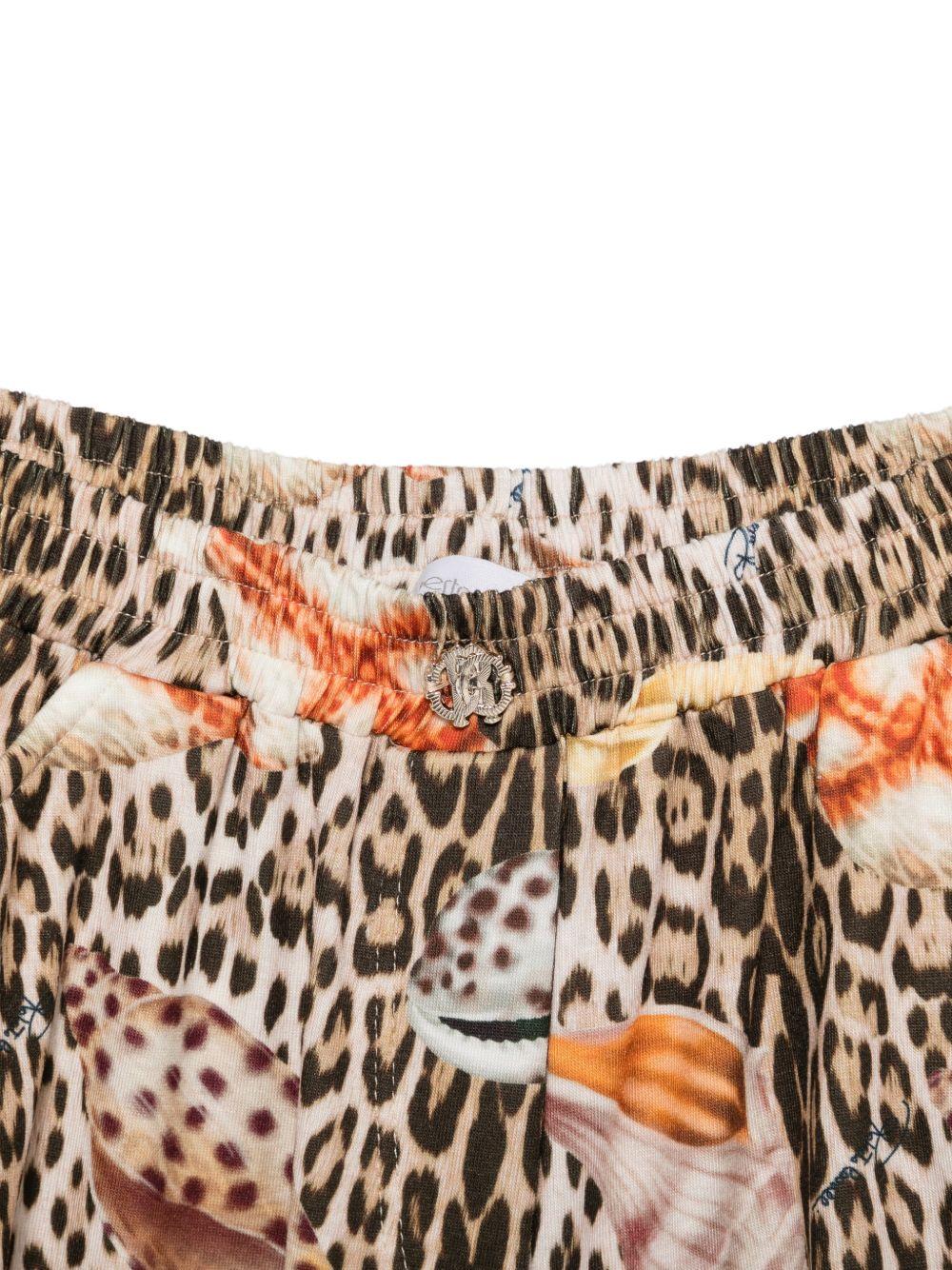 Short per bambina Roberto Cavalli Kids marrone con stampa animalier CGP26058SH MACULA N.H. ROBERTO CAVALLI KIDS