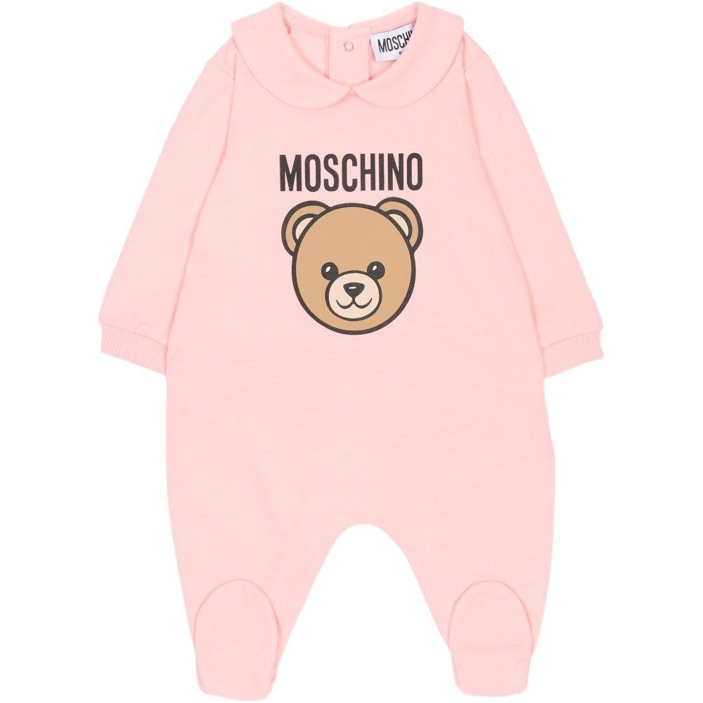 Tutina per neonato Moschino Kids rosa con stampa Teddy Bear MUY098LCA19 50209 MOSCHINO KIDS