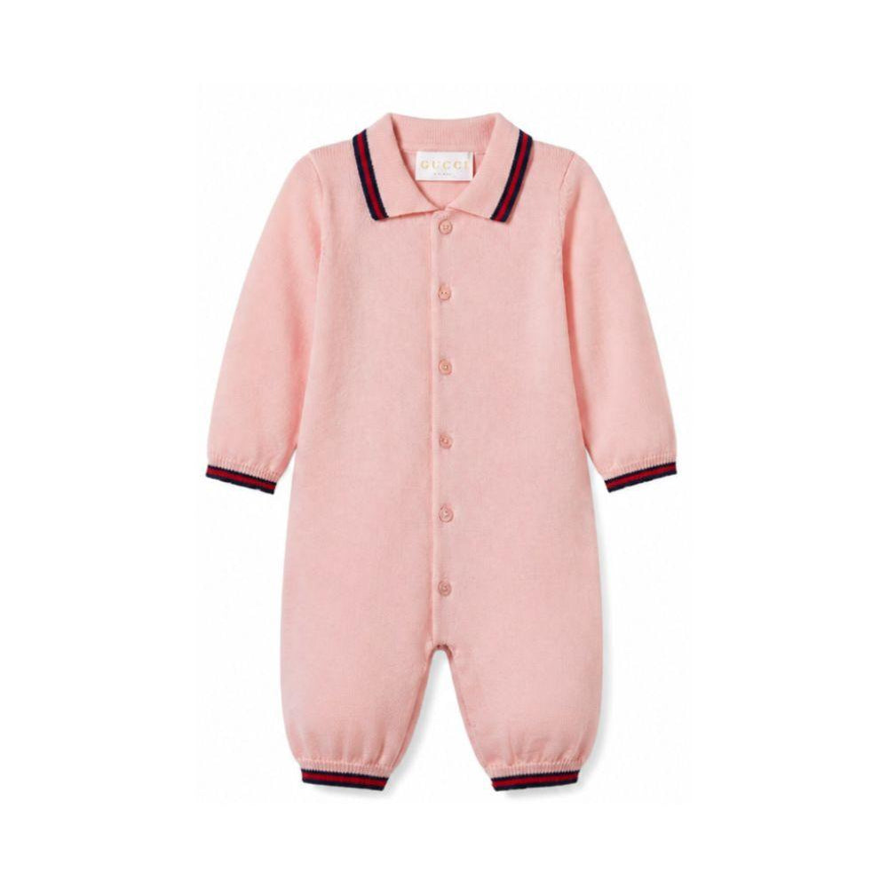 Tutina per neonata Gucci Kids rosa con finiture motivo Web 825863XKEXN 5013 GUCCI KIDS