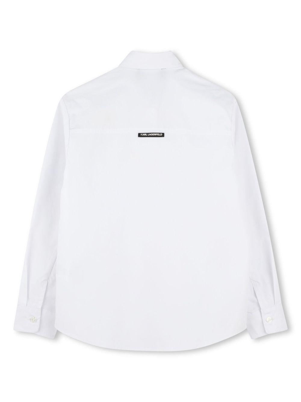Camicia con stampa per bambino Karl Lagerfeld Kids bianco con colletto classico Z30421 10P KARL LAGERFELD KIDS
