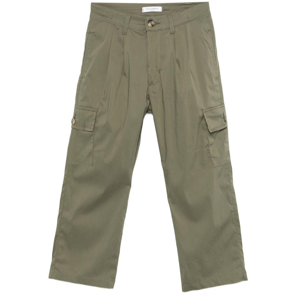 Pantaloni cargo per bambino Paolo Pecora Kids verde con tasche abbottonate PP4316 OLIVA PAOLO PECORA KIDS