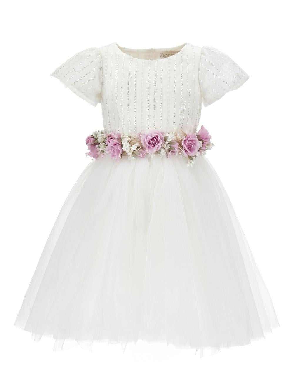 Abito per bambina Monnalisa bianco con applicazione floreale 79G914 7743 0163 MONNALISA KIDS