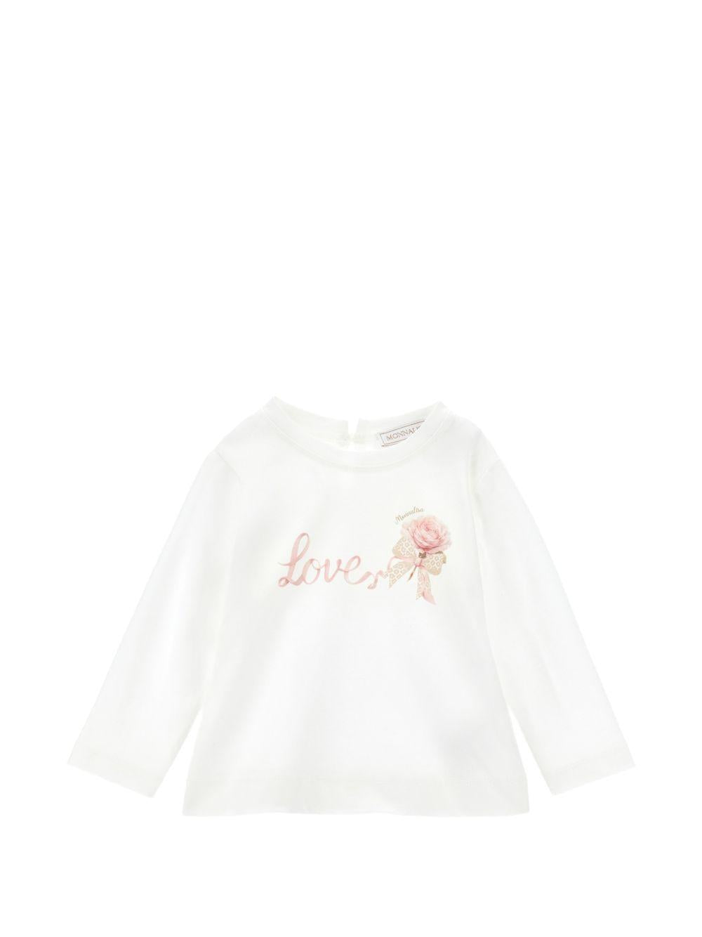 T-shirt per neonata Monnalisa Kids bianca con stampa scritta "love" sul davanti 39H604 8002 0001 MONNALISA KIDS