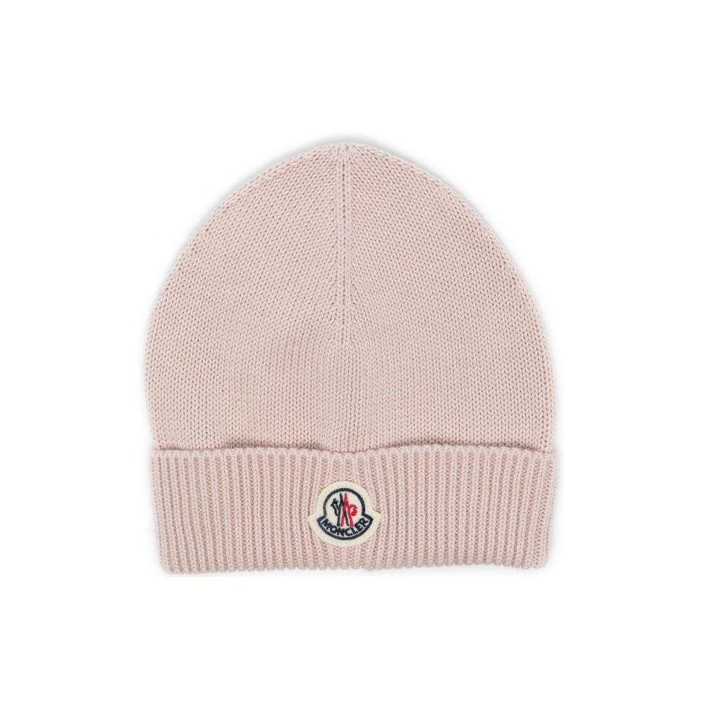 Berretto per neonata Moncler Enfant rosa con ricamo logo L19513B00006M2861 51N MONCLER ENFANT