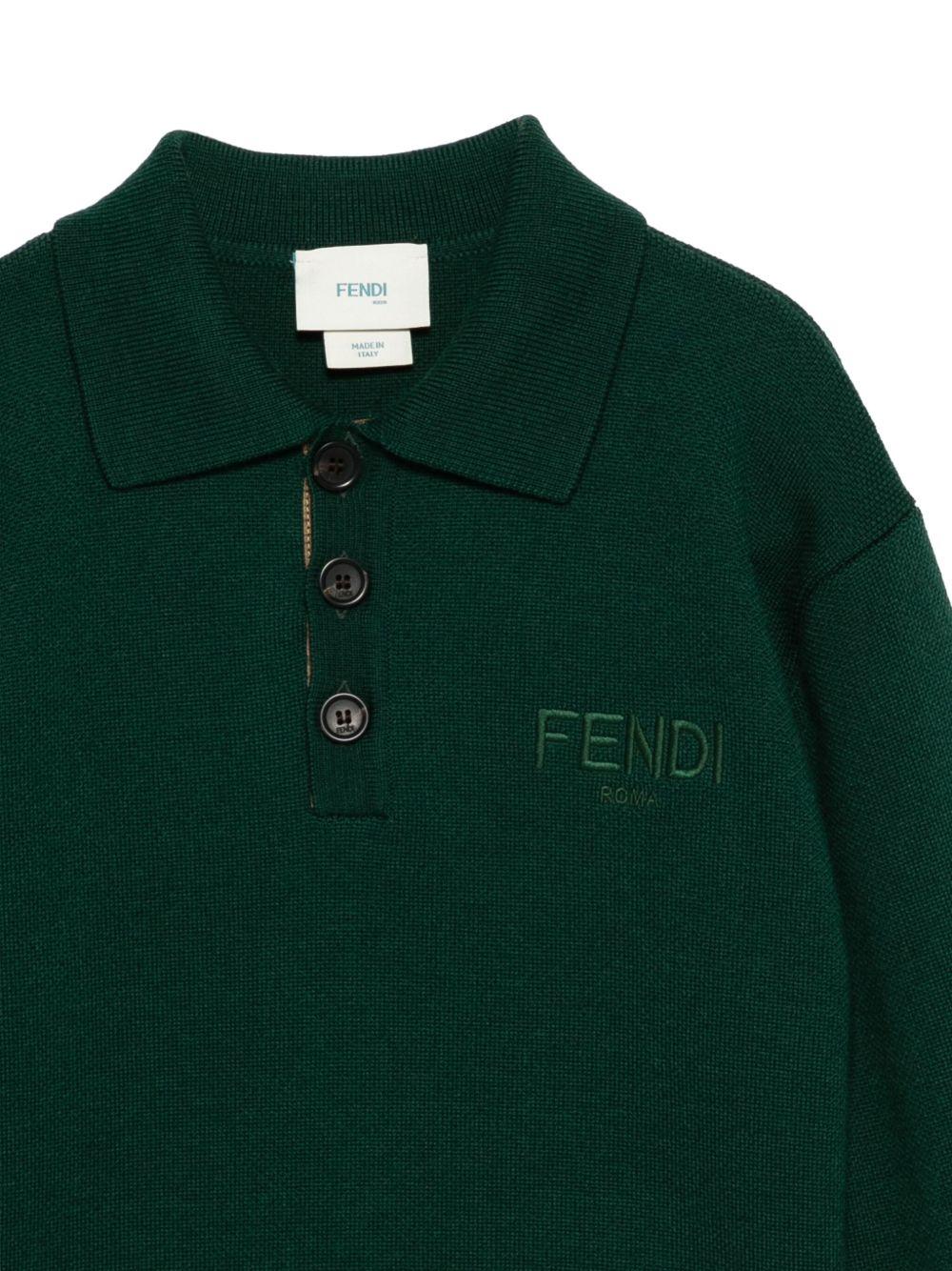 Maglione per bambino Fendi Kids verde con logo ricamato JMG128 AUKU F0E3J FENDI KIDS