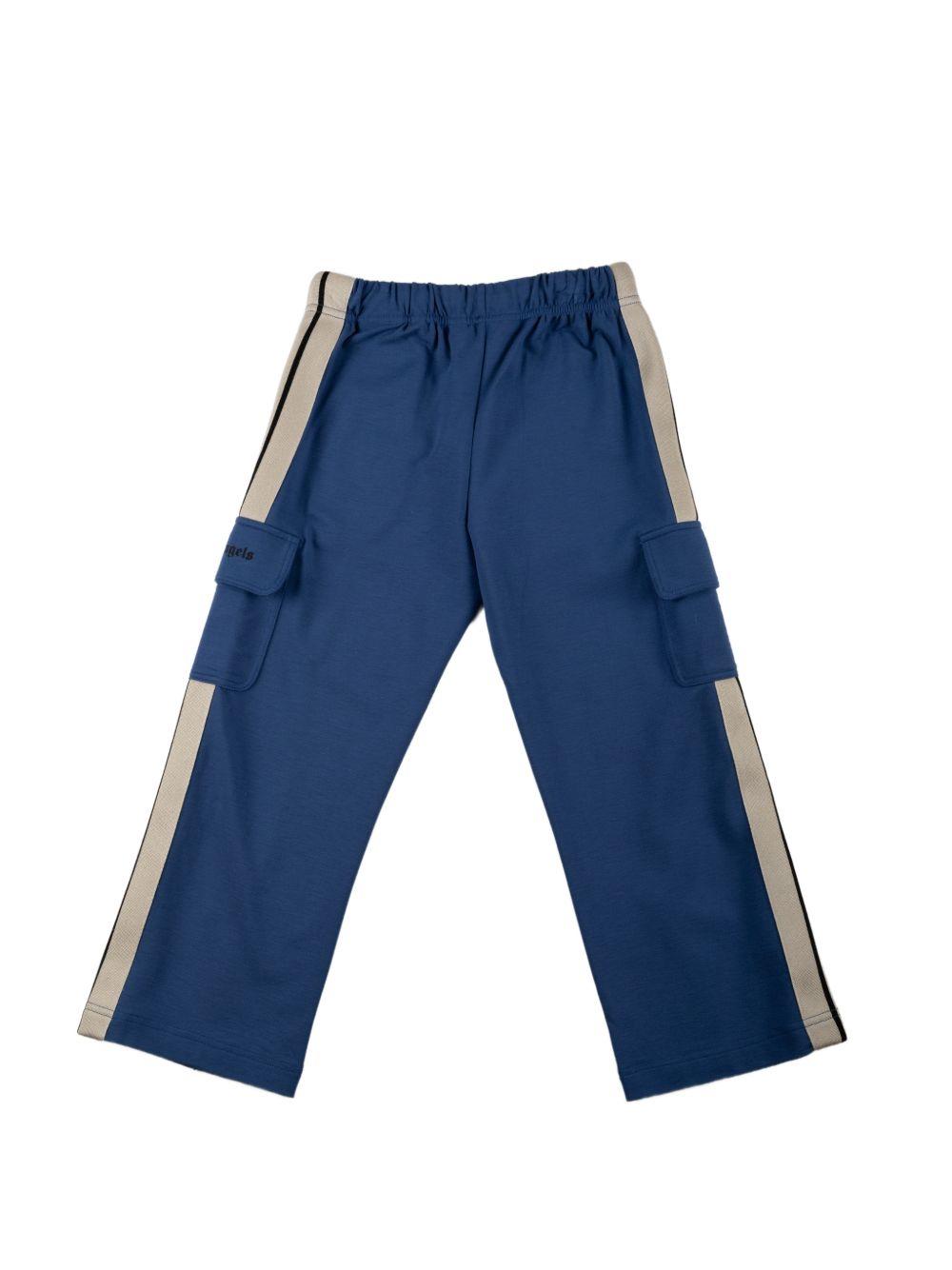 Pantaloni cargo per bambino Palm Angels Kids blu con tasche a soffietto PBCJ008S26FLE001 060 PALM ANGELS KIDS