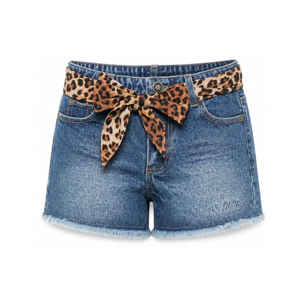 Shorts per bambina MC2 Sainth Barth Kids denim con cintura animalier KOK0001 00958L MC2 ST. BARTH KIDS