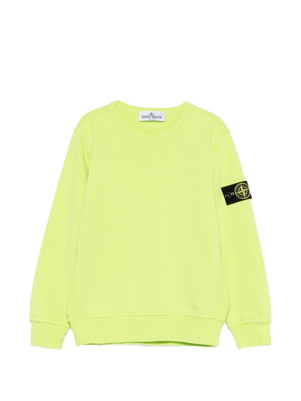 Felpa per bambino Stone Island Junior verde con toppa Compass L1S166100005S0040 V005F STONE ISLAND KIDS