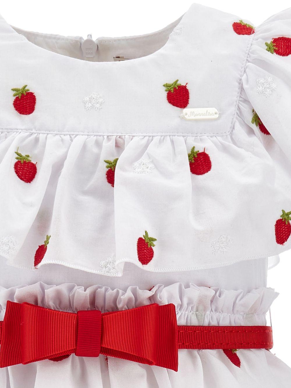 Abito per neonata Monnalisa bianco con dettaglio ruches 31G914 7944NB 9944 MONNALISA KIDS