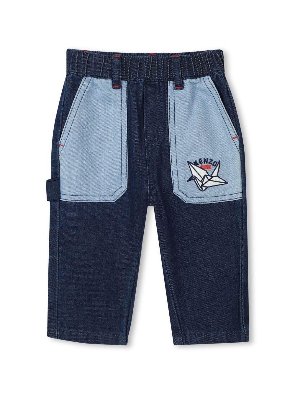 Jeans per neonato Kenzo Kids blu con design color-block K61205 Z25 KENZO KIDS