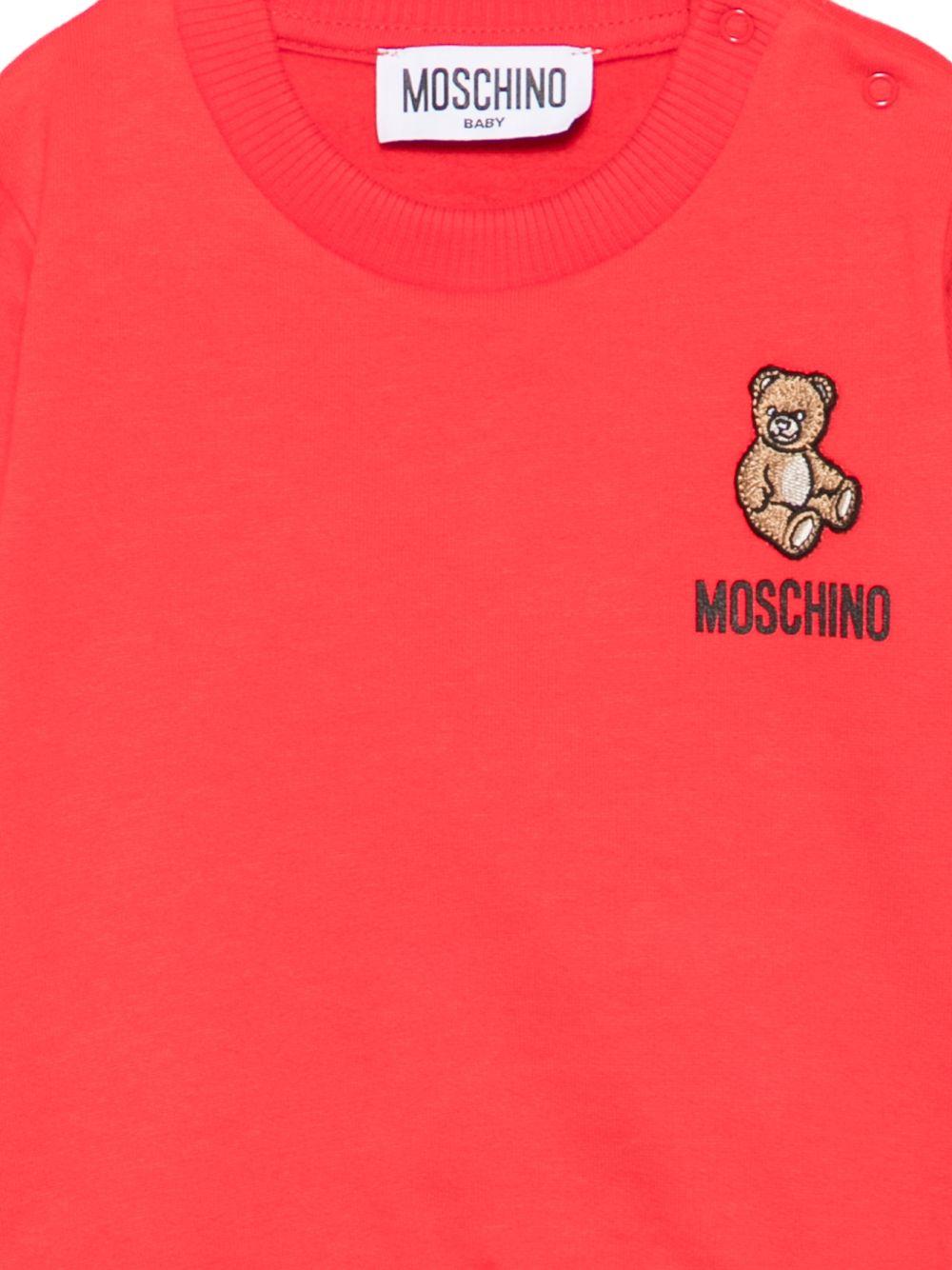 Felpa per neonati Moschino Kids rossa con ricamo Teddy Bear MUF06OLCA40 50109 MOSCHINO KIDS