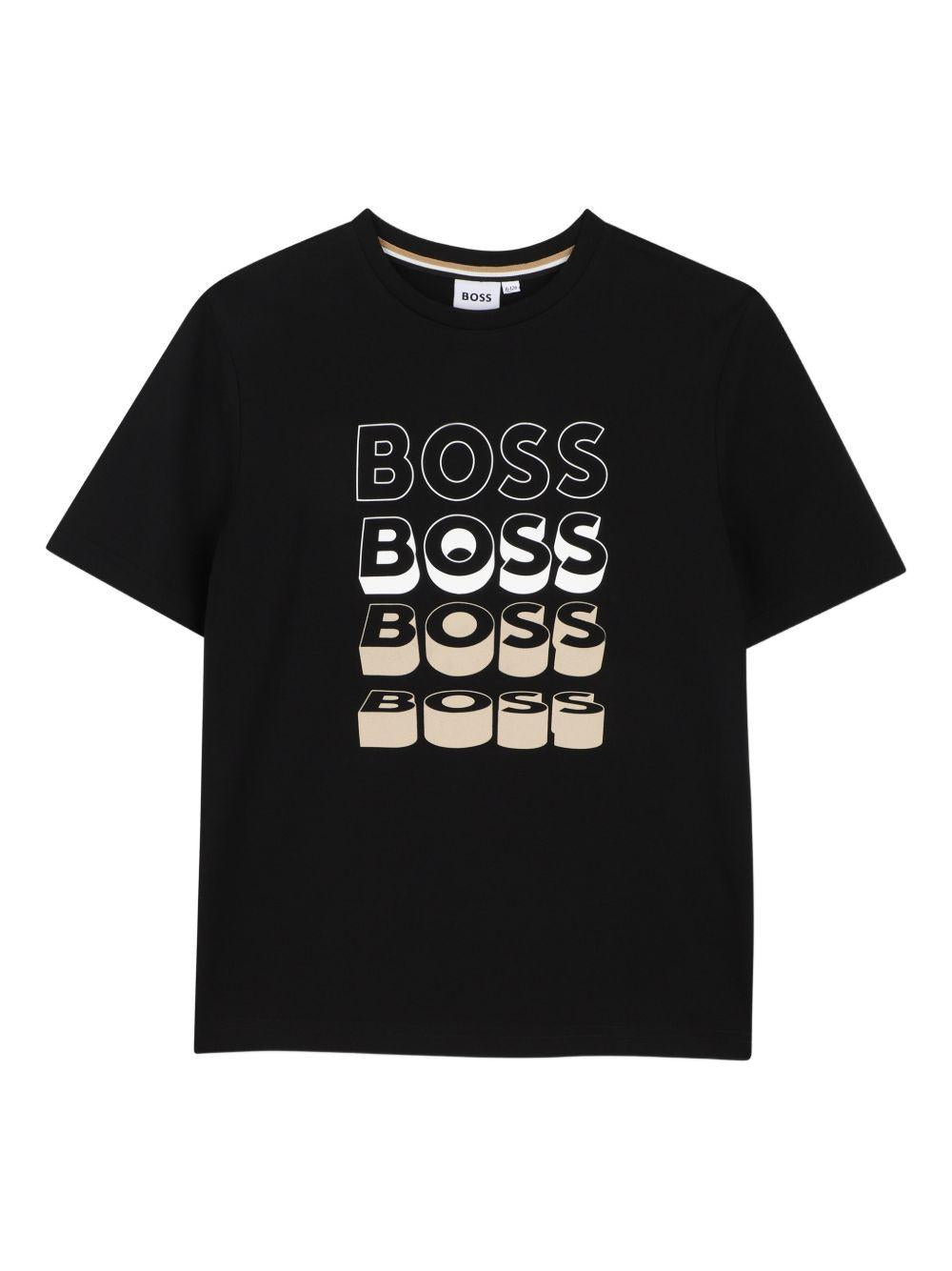 T-shirt per bambino Boss Kids nero con stampa grafica J52982 09B BOSS KIDS