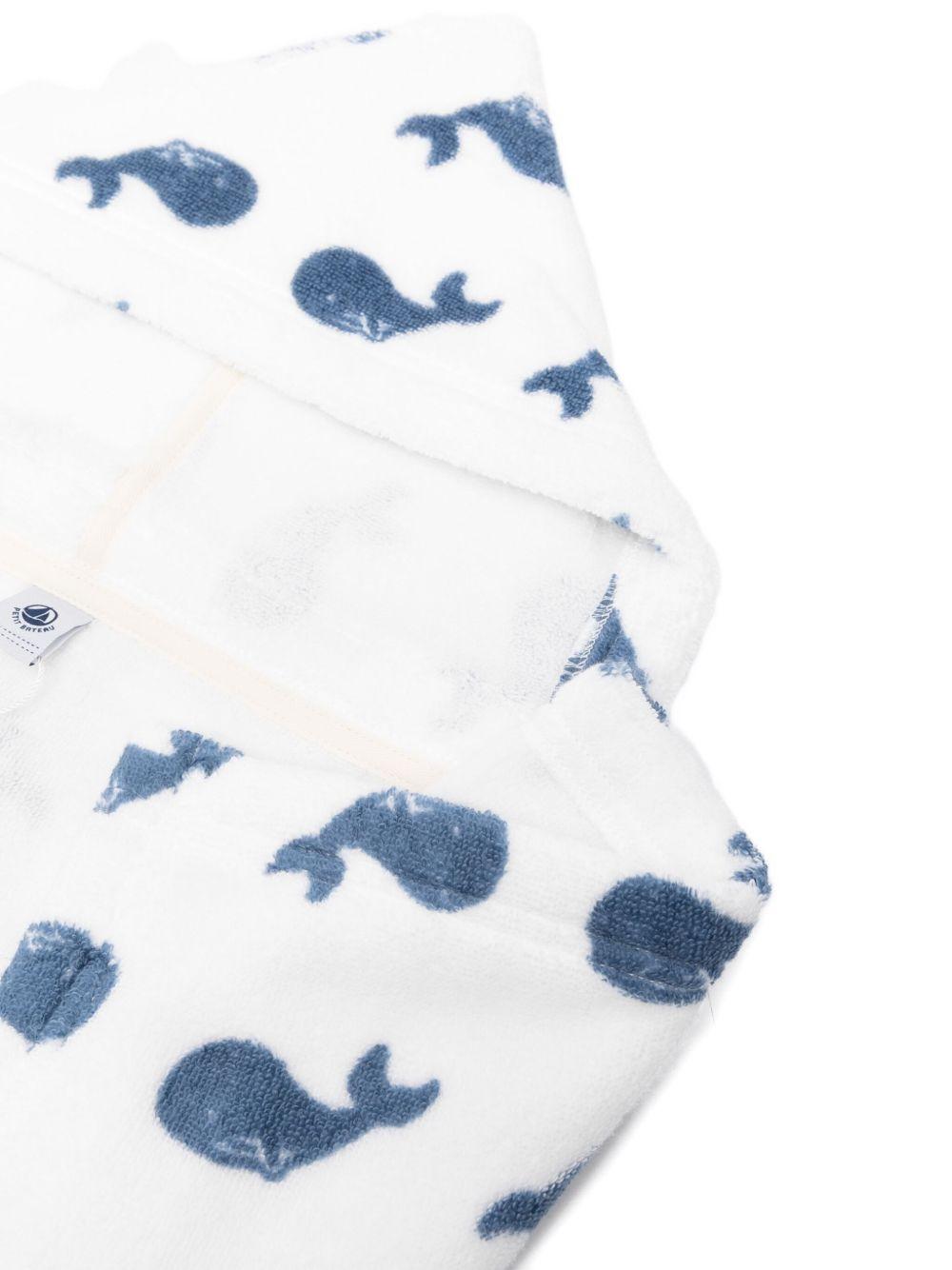 Accappatoio per bambini Petit Bateau bianco con stampa all-over balene A0B0G 85 PETIT BATEAU KIDS