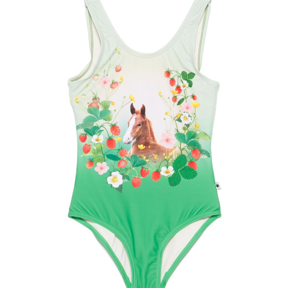 Costume da bagno per bambina Molo Nika verde con stampa a fiori 8S25P520 3790 MOLO