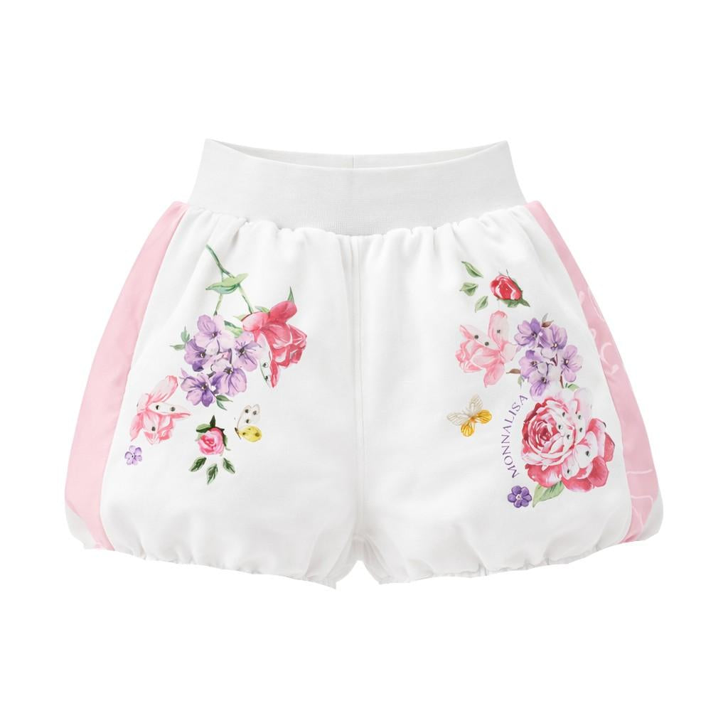 Shorts per bambina Monnalisa bianco con stampa a fiori 19G403 7007 9990 MONNALISA KIDS
