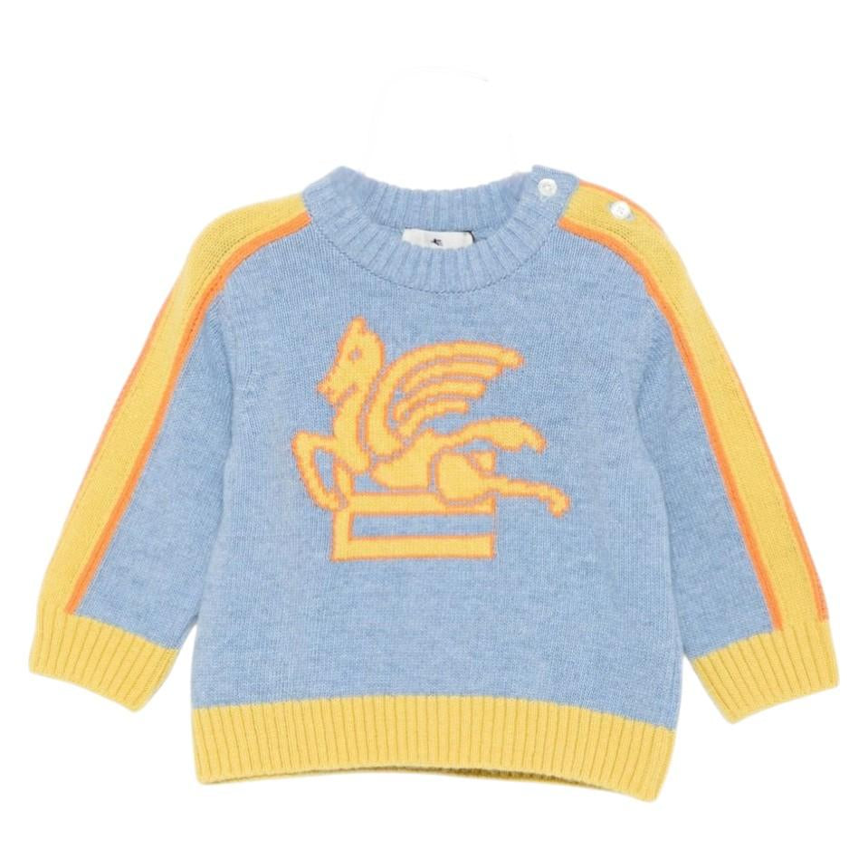 Maglione per neonato ETRO Kids azzurro con motivo Pegaso ricamato GX9500 Z2498 638 ETRO KIDS