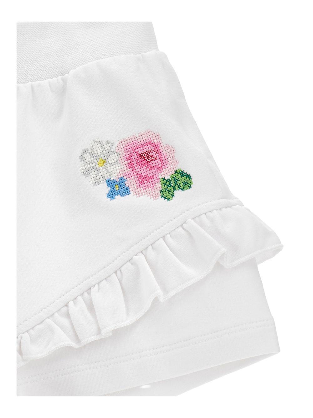Shorts per neonata Monnalisa bianco con ricamo a fiori 39G402 7007 0099 MONNALISA KIDS