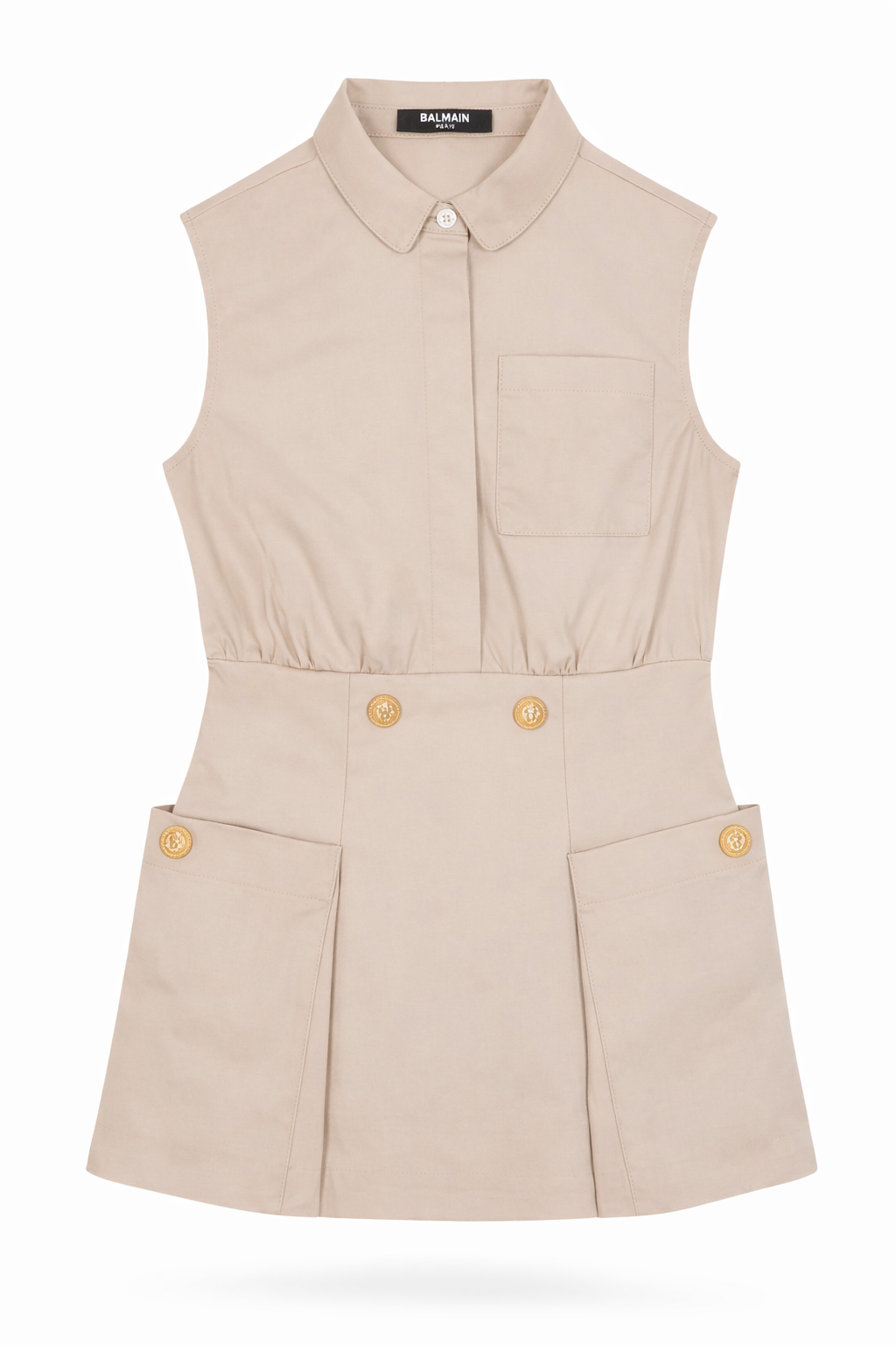 Abito per bambina Balmain Kids beige con colletto BY1B82 G0197 107 BALMAIN KIDS