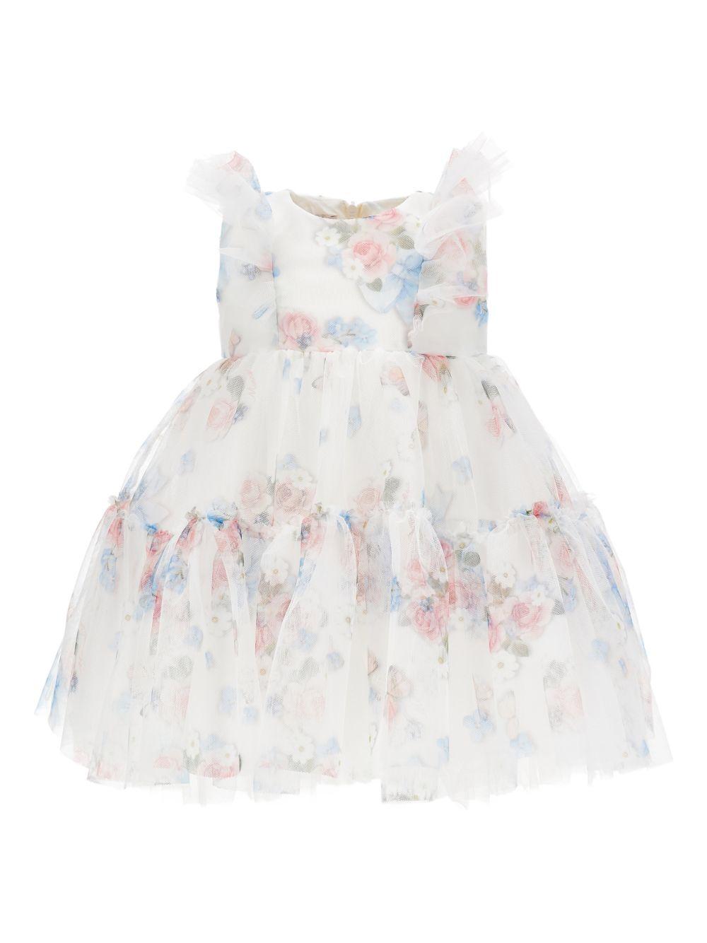 Abito per neonata Monnalisa bianco con stampa a fiori 31G902 7655 0099 MONNALISA KIDS