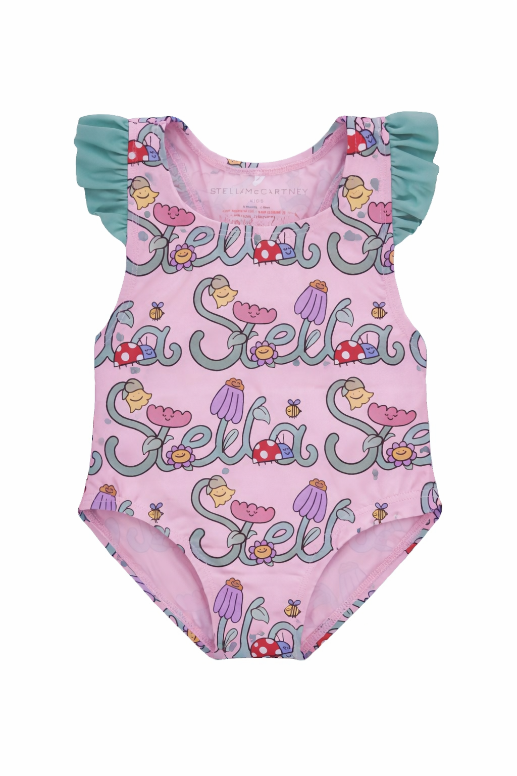 Costume per neonata Stella McCartney Kids rosa con stampa logo all-over TYC039 Z3587 51RMC STELLA McCARTNEY KIDS