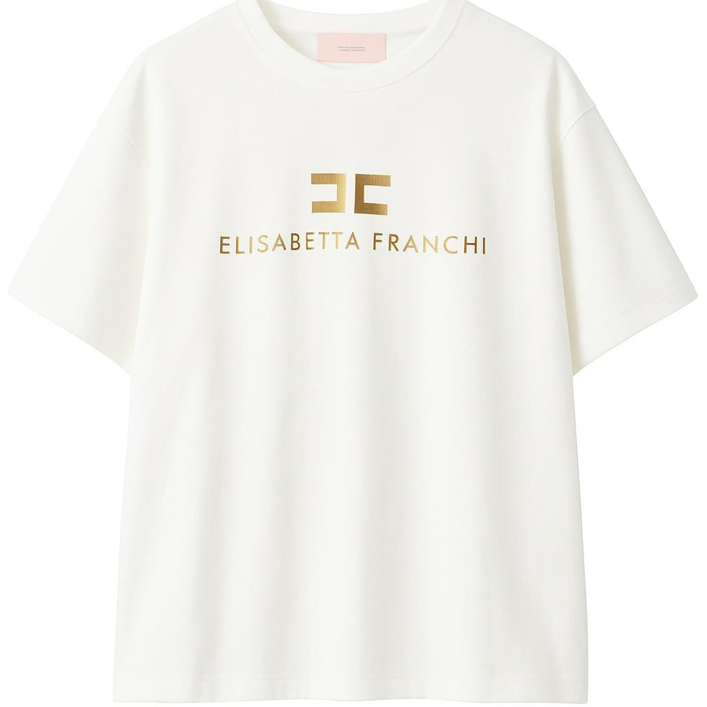 T-shirt per bambina Elisabetta Franchi La Mia Bambina bianco con logo sul davanti EFTS2600JE006 0115 ElISABETTA FRANCHI KIDS