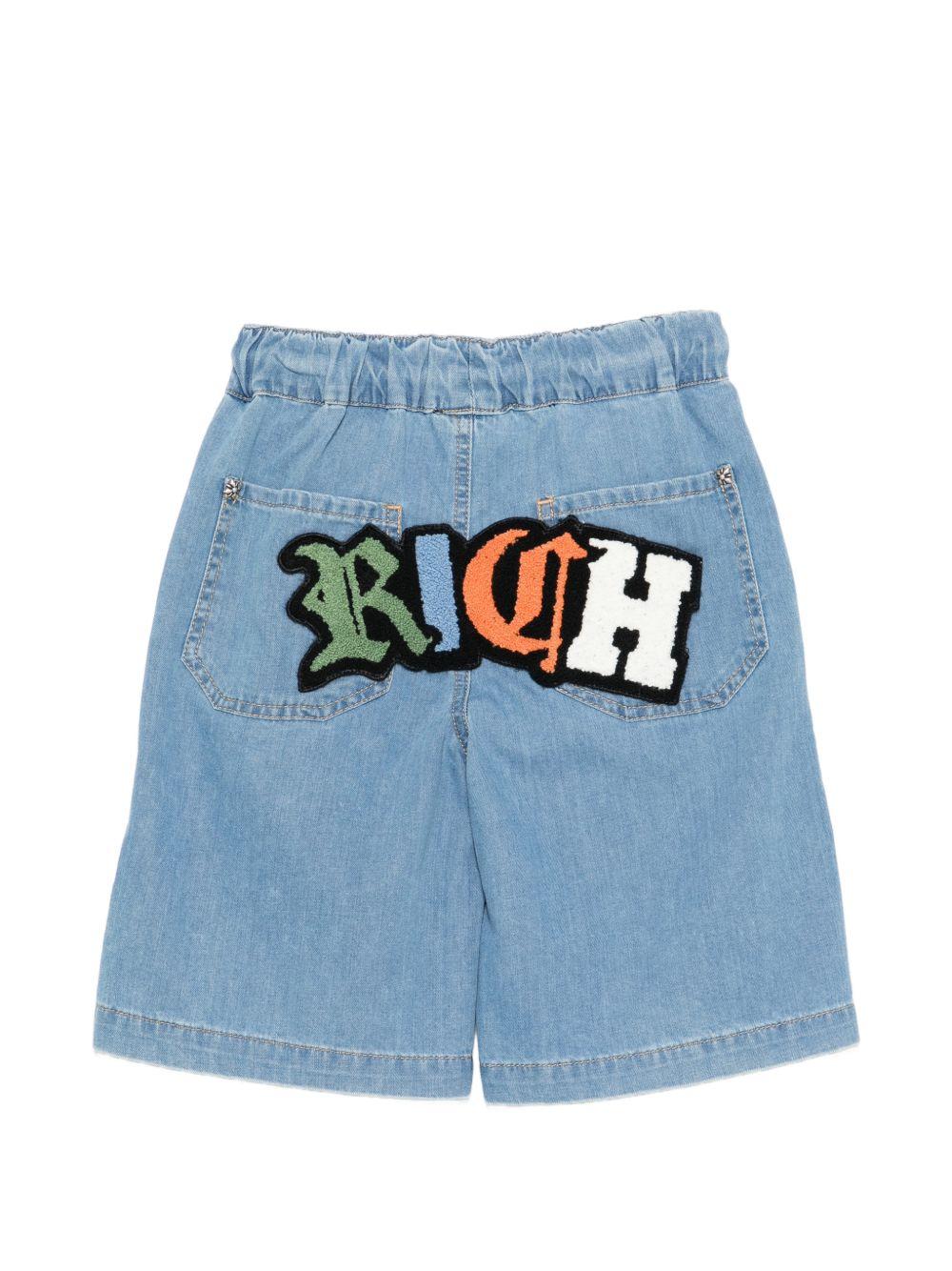Shorts per bambino John Richmond Junior in denim con applicazione logo sul retro RBP26062BE DENIM BLUE LIGHT JOHN RICHMOND KIDS
