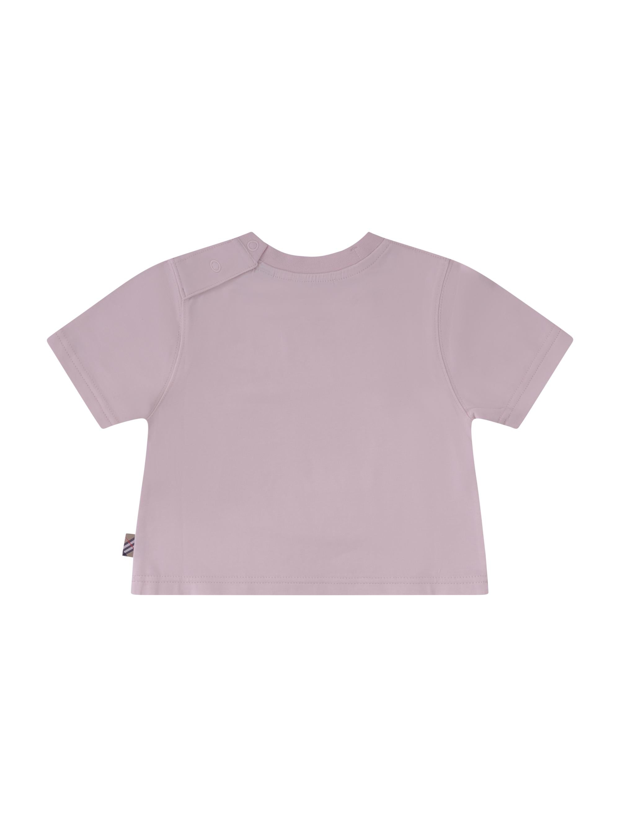 T-shirt per neonata Burberry Kids rosa con logo Equestrian Knight 8121210 A1439 BURBERRY KIDS
