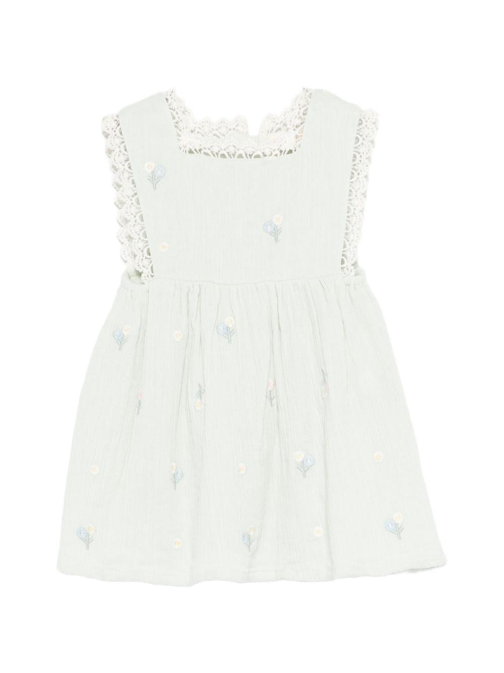 Abito per neonata Louise Misha verde con bordo in pizzo FRI-S26-S0260 ALMOND LOUISE MISHA KIDS