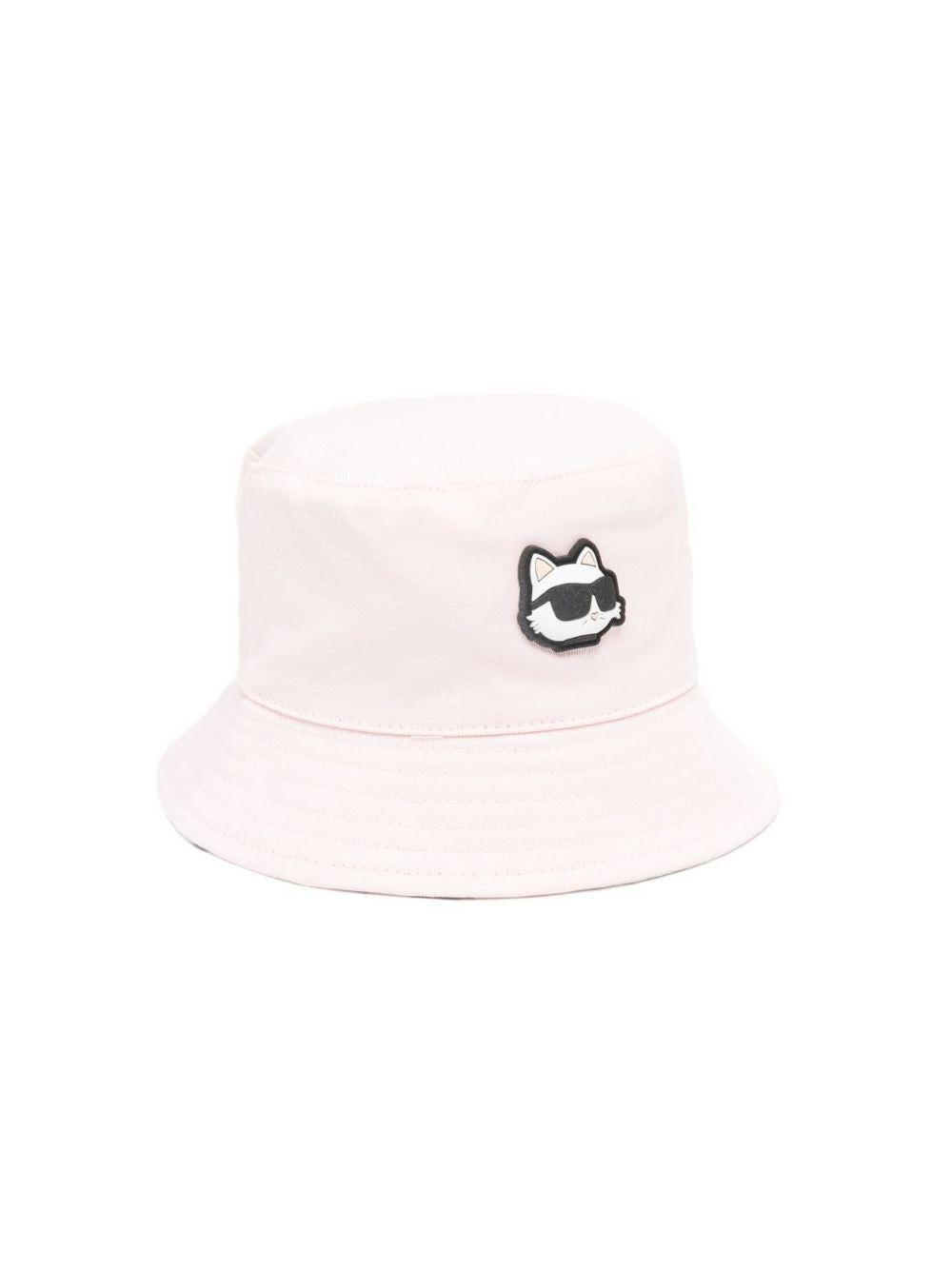 Cappello da pescatore per bambina Karl Lagerfeld Kids reversibile con toppa e logo Z31207 46F KARL LAGERFELD KIDS