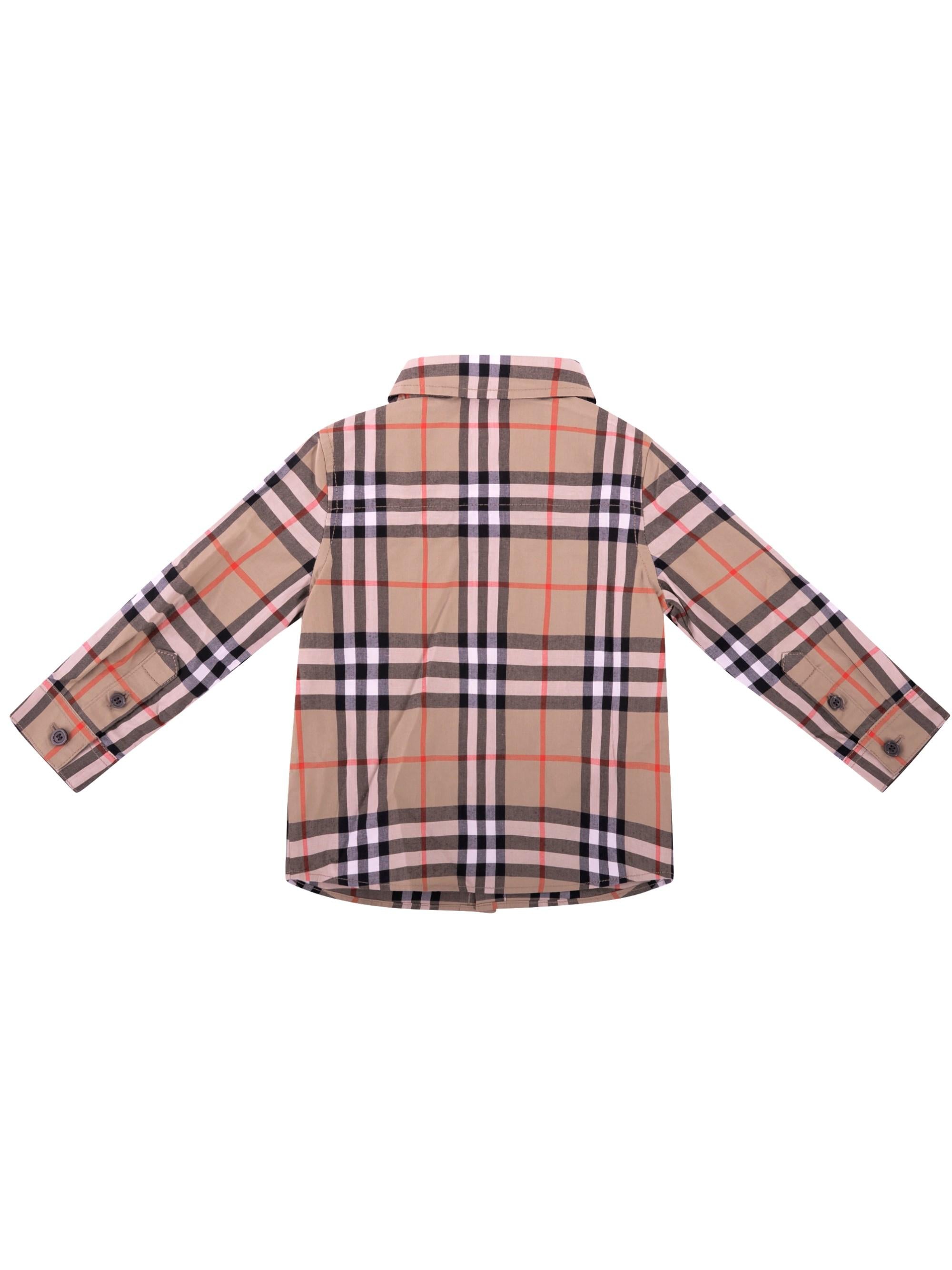 Camicia neonato Burberry Kids beige a quadri 8121242 B9368 BURBERRY KIDS