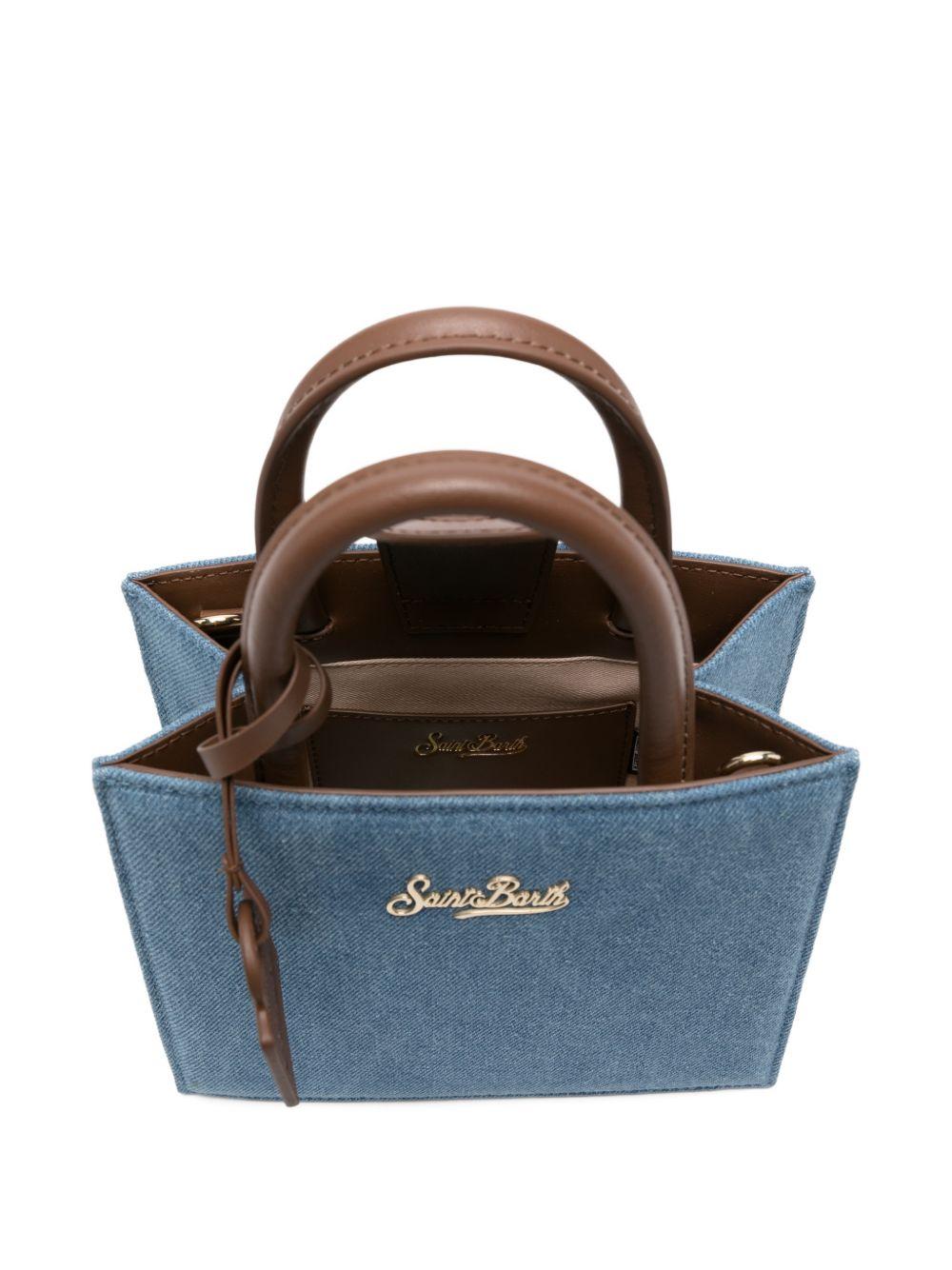 Borsa Shop mini MC2 Saint Barth denim con targhetta logo metallica sul fronte SHBM0002 00009L MC2 ST. BARTH KIDS