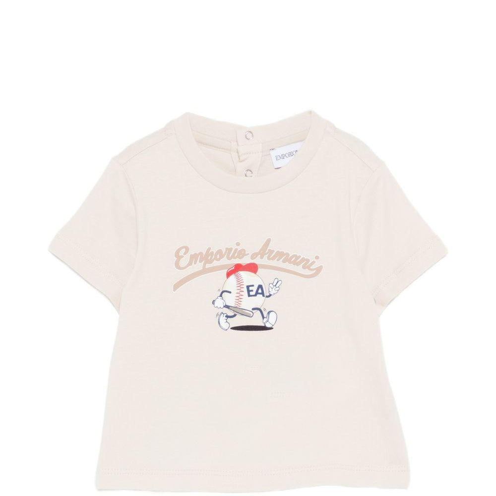 T-shirt per neonato Emporio Armani Kids beige con stampa pallina da tennis EB001081 AF14503 U1156 EMPORIO ARMANI KIDS
