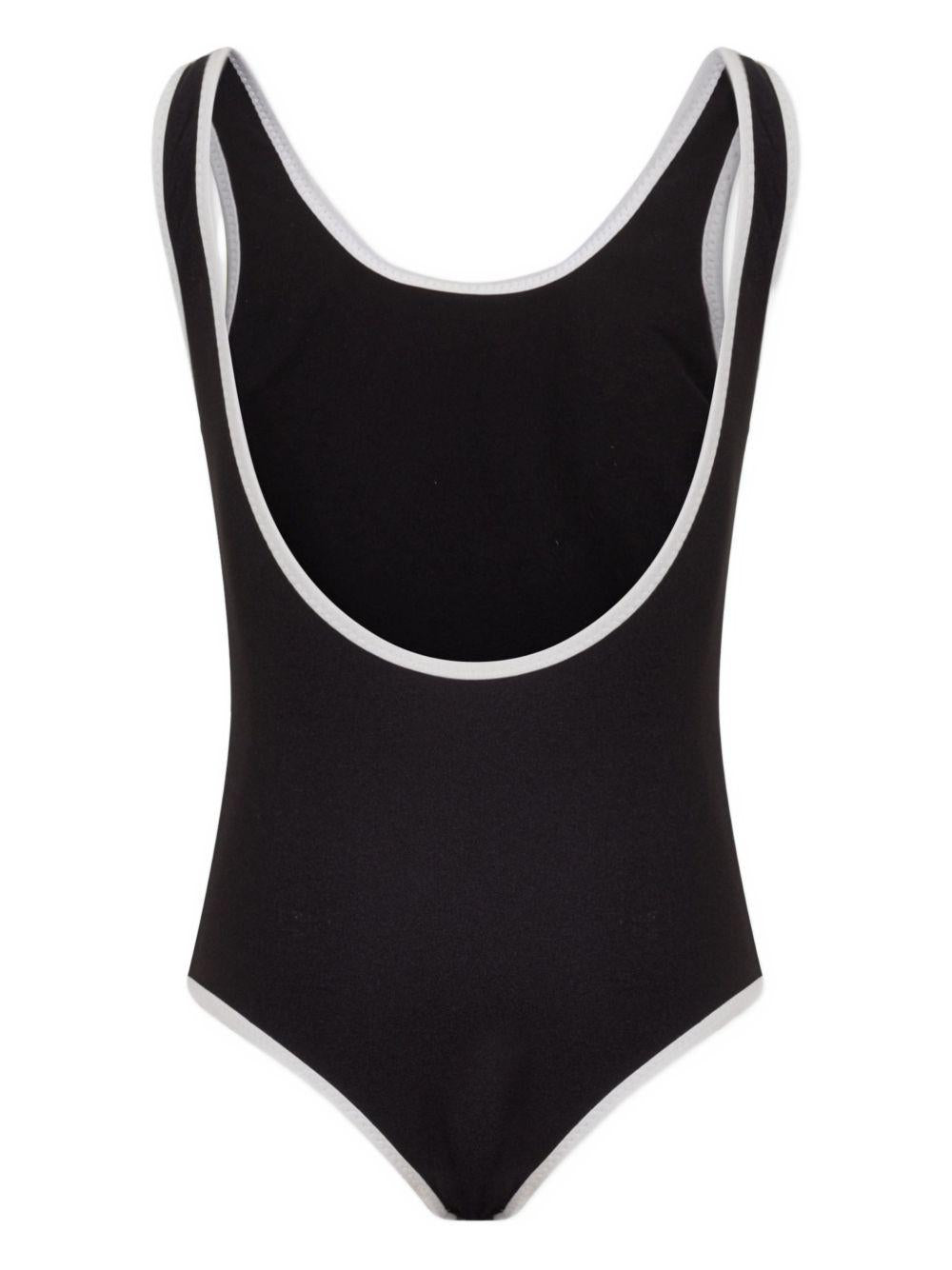 Costume per bambina Balmain Kids nero con stampa logo sul davanti BXCA0D Z0005 930BC BALMAIN KIDS