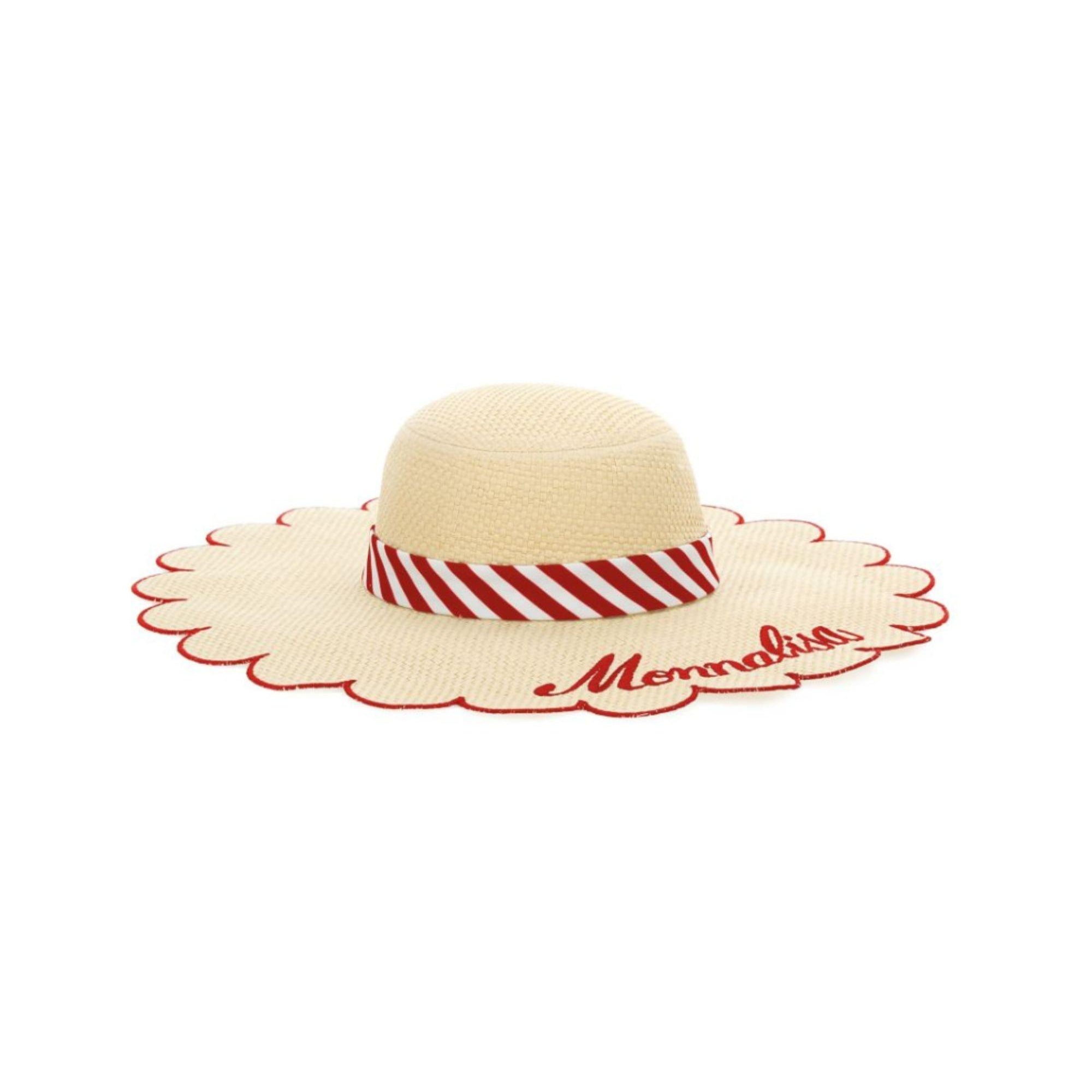 Cappello estivo per bambina Monnalisa beige a righe 19G016 7075 0344 MONNALISA KIDS