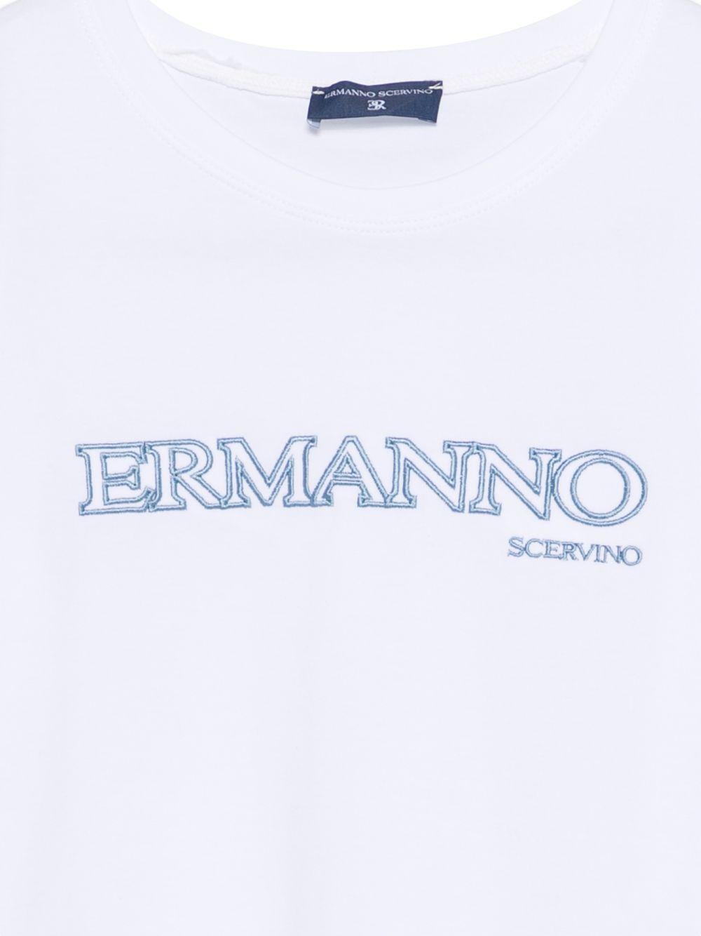 T-shirt per bambina Ermanno Scervino Junior bianca con logo sul davanti Z1G608 7201 9958 ERMANNO SCERVINO KIDS
