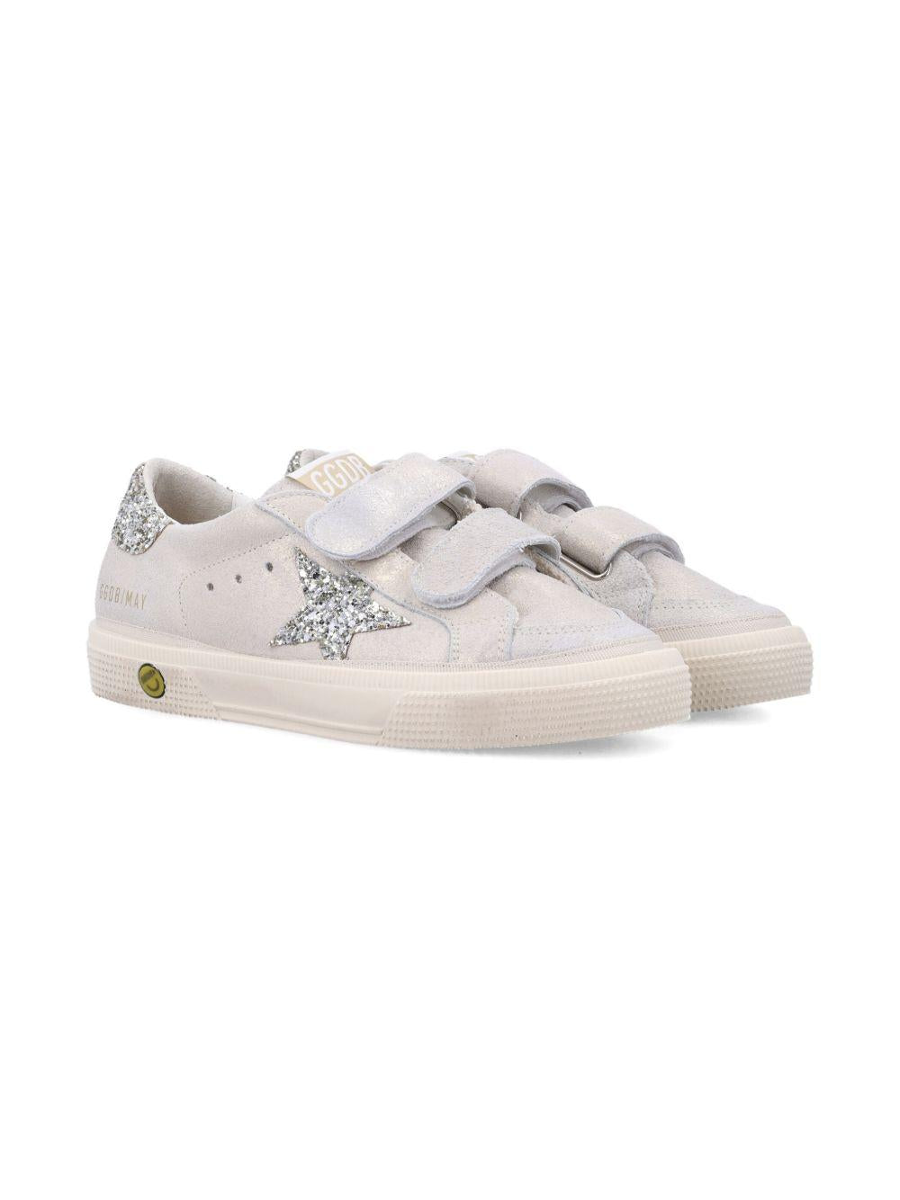 Sneakers May School per bambina Golden Goose Kids grigio con dettagli glitter F00198F008077 65157 GOLDEN GOOSE KIDS