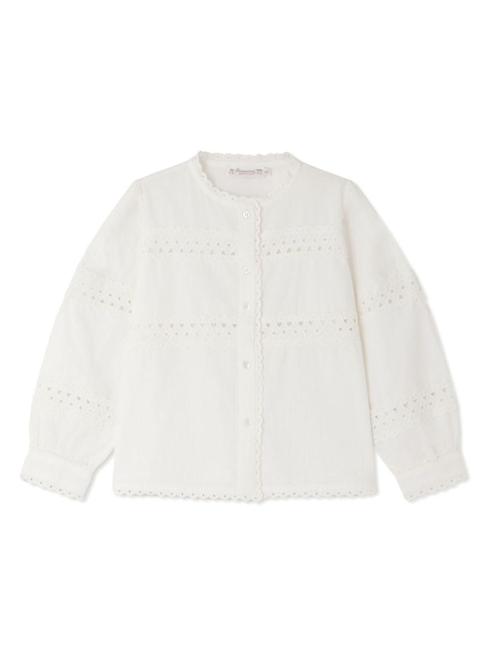 Blusa Elyah per bambina Bonpoint bianco con maniche lunghe S05GBLW00012 002 BONPOINT
