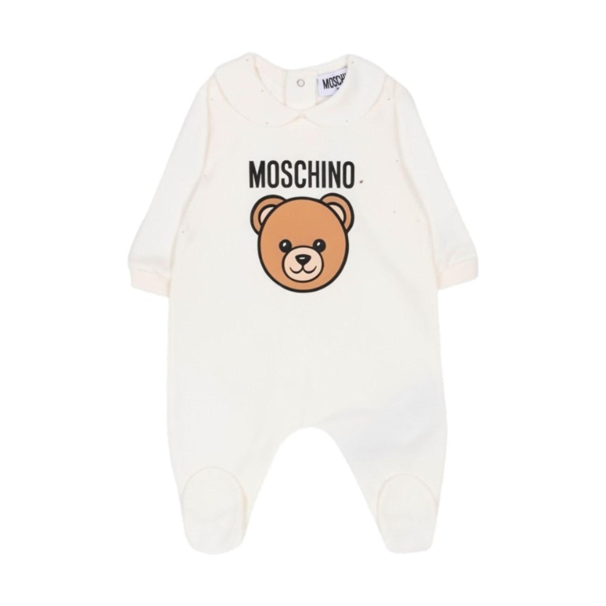 Tutina per neonati Moschino Kids bianca con Teddy Bear MUY098LCA19 10063 MOSCHINO KIDS