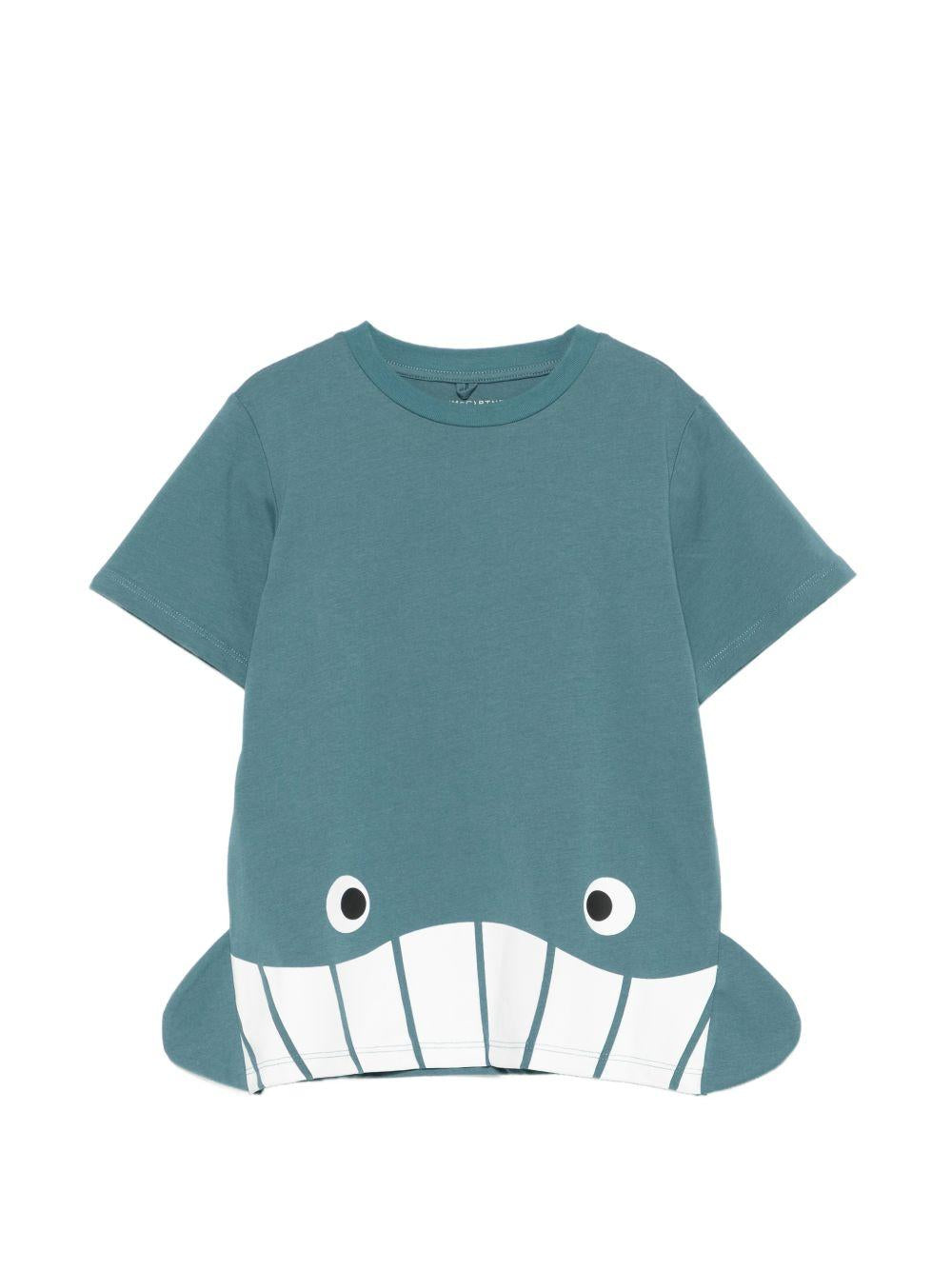 T-shirt per bambino Stella McCartney Kids blu con pinne squalo TY8Q21 Z0434 642 STELLA McCARTNEY KIDS