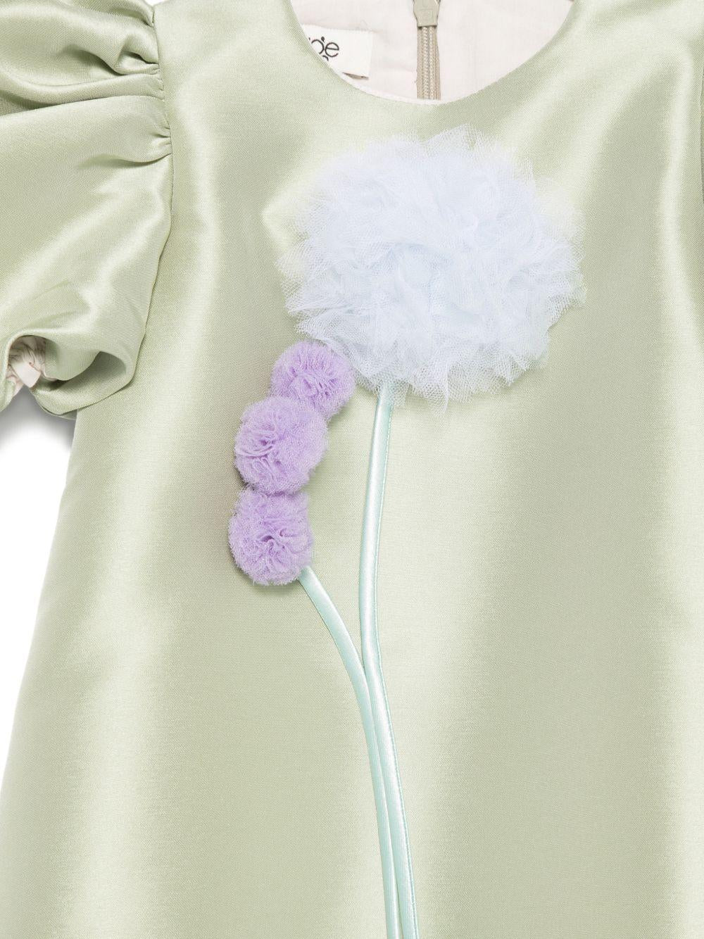 Pagliaccetto per bambina Alapage verde con maniche a sbuffo AL71B OLIVA A'LAPAGE KIDS