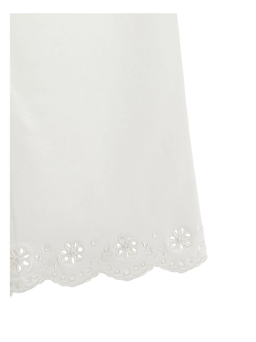 Pantaloni per bambina Monnalisa bianchi con ricamo a fiori 17G400 7014 0001 MONNALISA KIDS