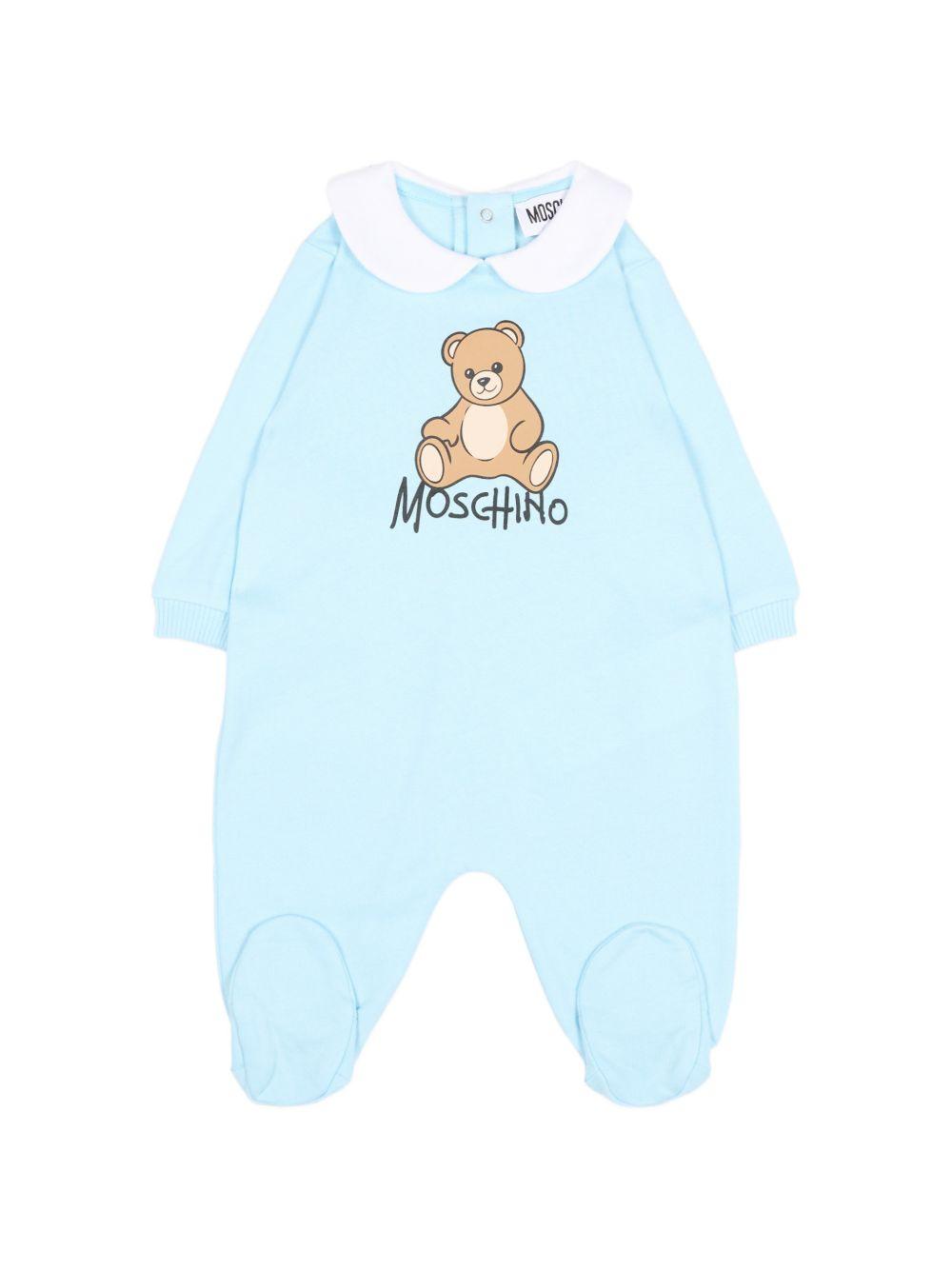 Tutina per neonato Moschino Kids azzurro con dettaglio Teddy Bear M5Y037LCA40 40304 MOSCHINO KIDS