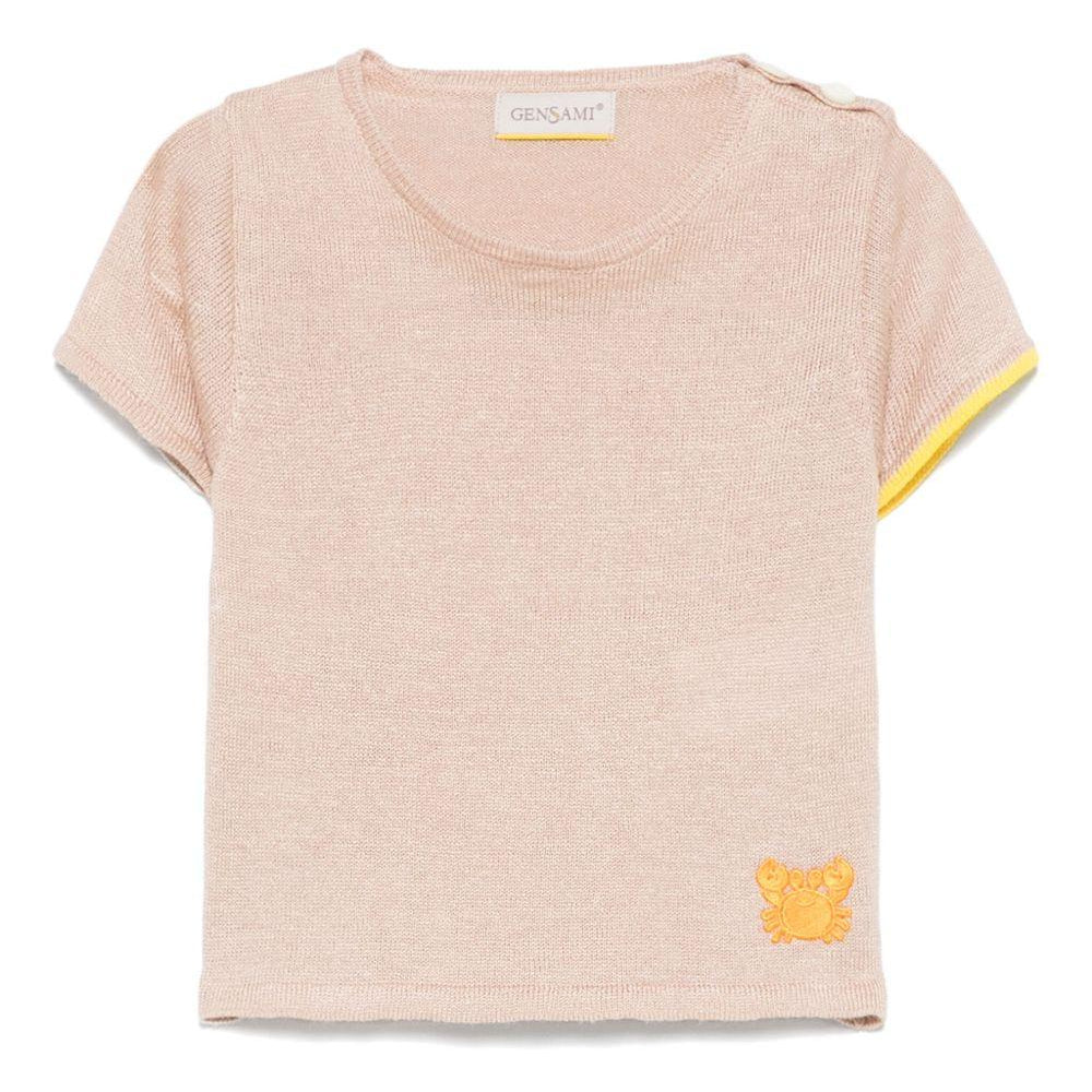 T-shirt per neonata Gensami kids marrone chiaro in maglia GIR01-B-SOFT GOLD BEIGE GENSAMI KIDS