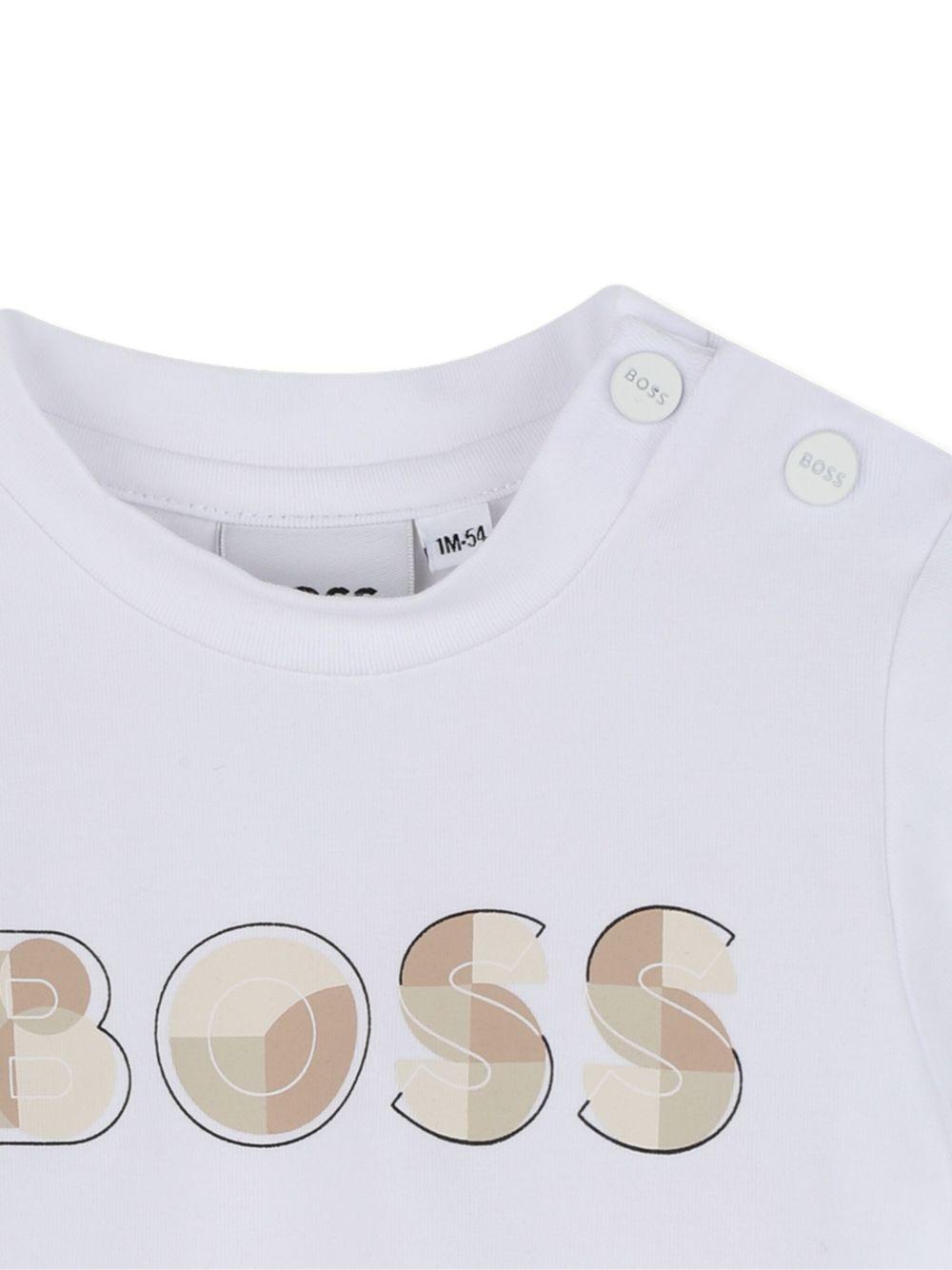 T-shirt per neonato Boss Kids bianca con maniche a 3/4 J52514 10P BOSS KIDS